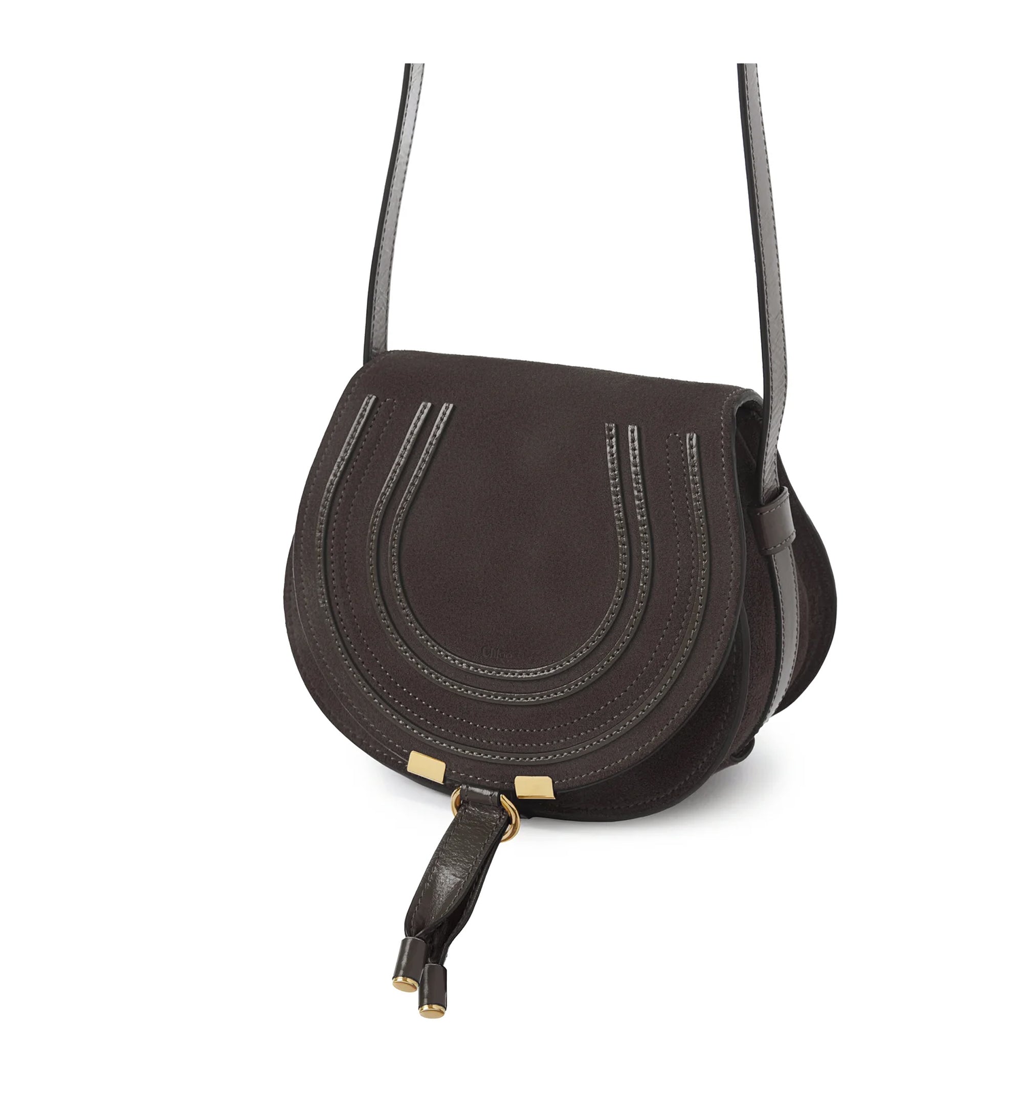 Small Marcie Saddle Bag In Suede Leather