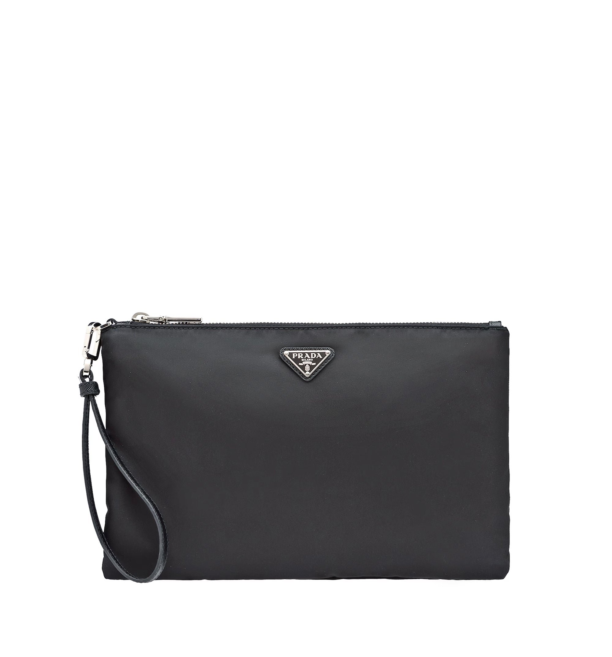 Re-Nylon and Saffiano Leather Pouch