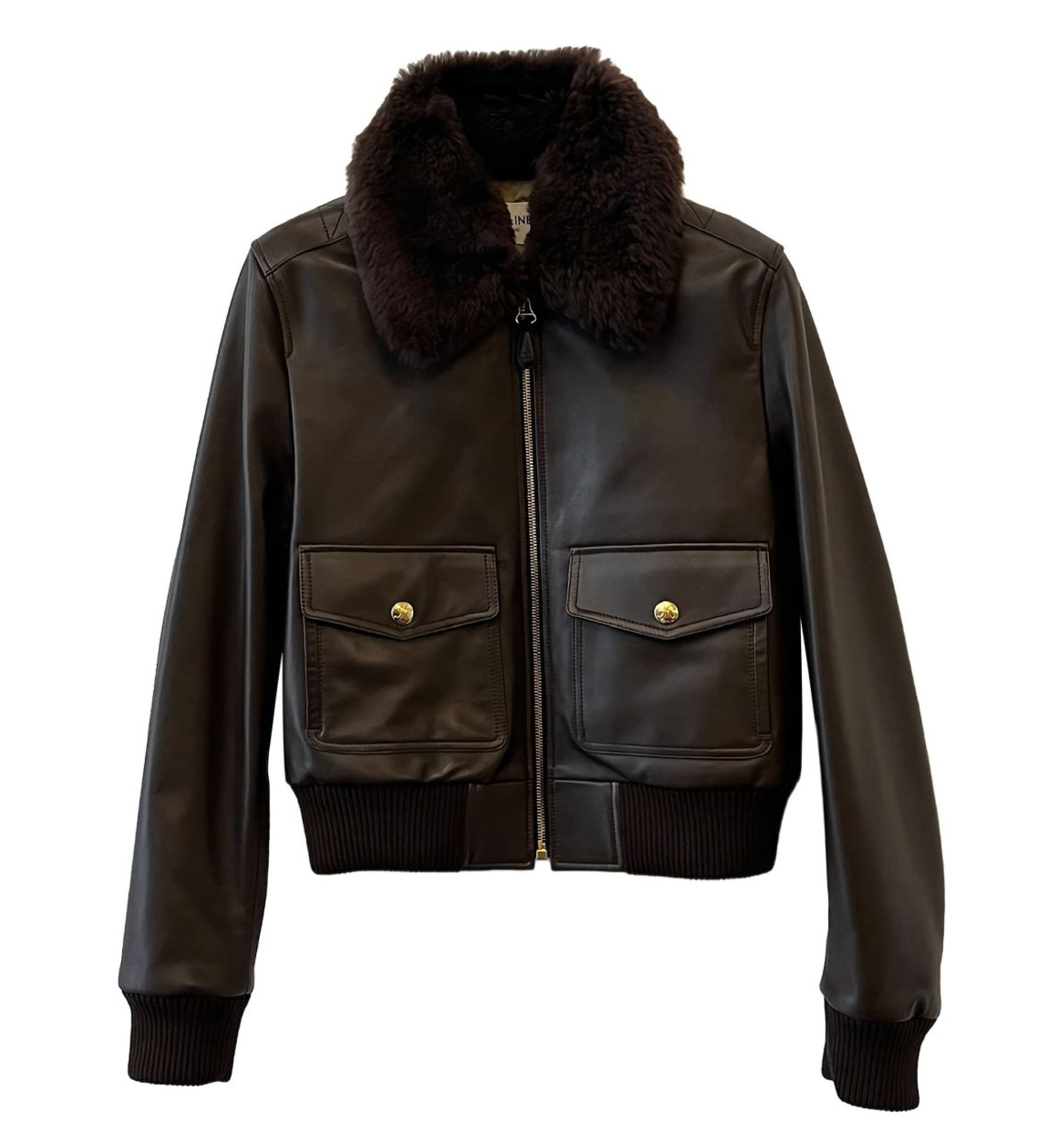 Aviator Blouson Jacket In Calfskin - Chocolate/Dark Brown