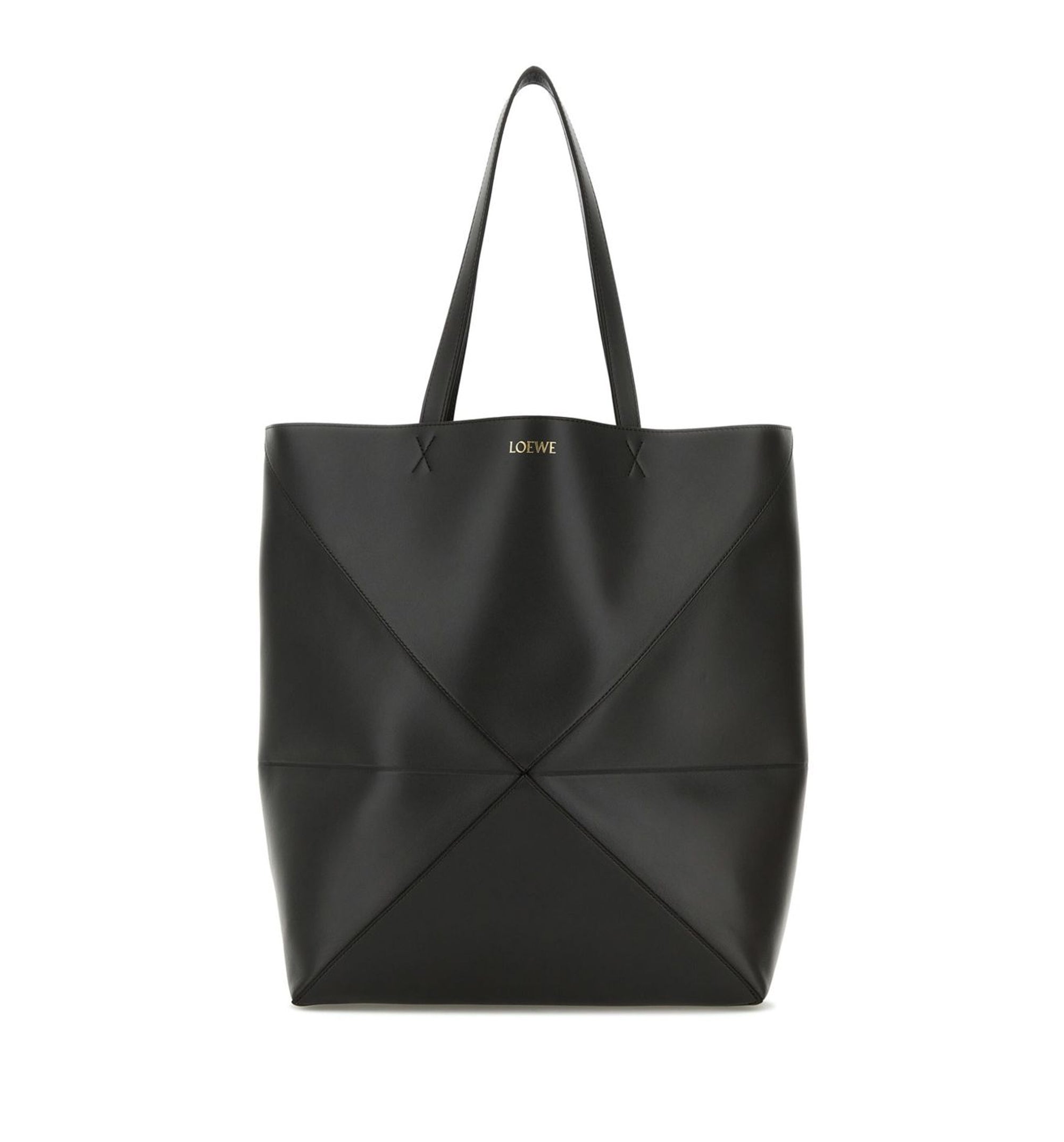 XL Puzzle Fold Tote in Shiny Calfskin