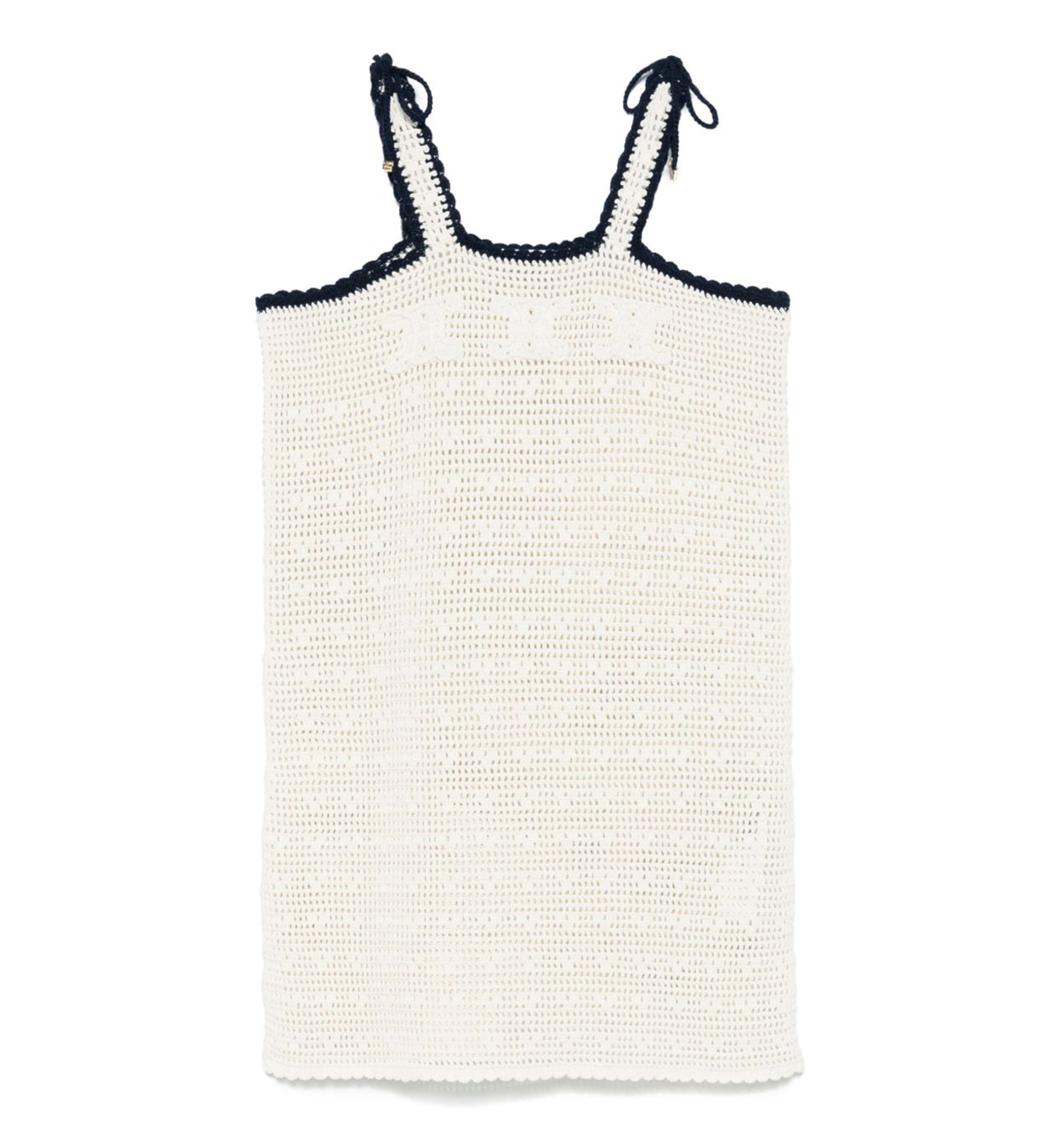 Triomphe Mini Dress in Crocheted Cotton - Off White