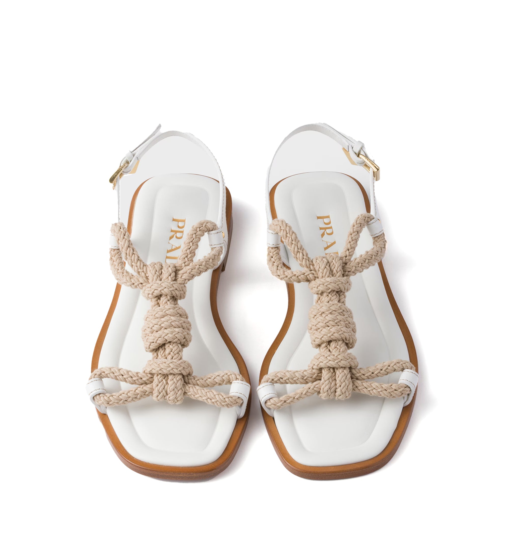 Flat leather and cord sandals