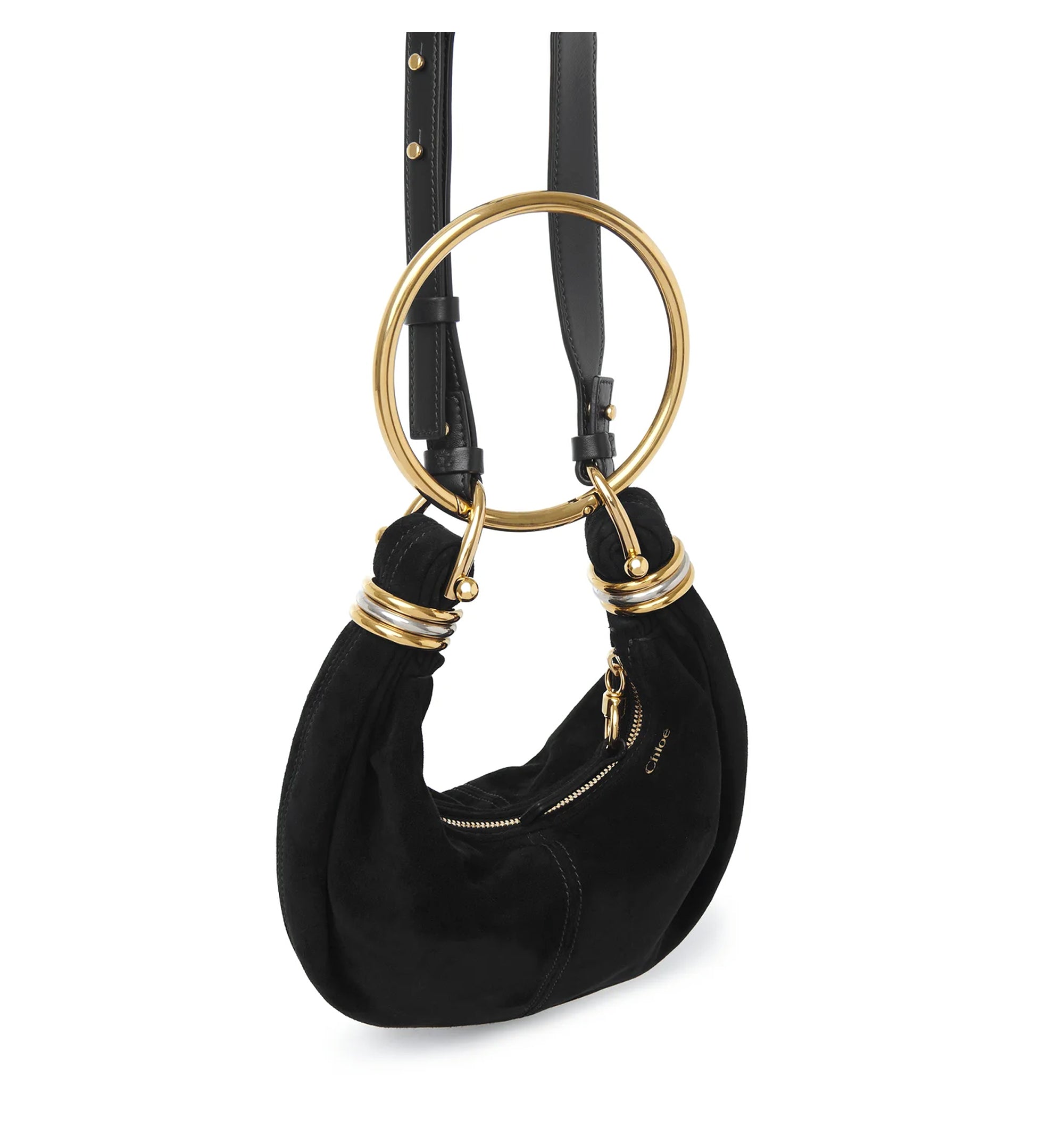 Mini Bracelet Hobo Bag In Suede Leather