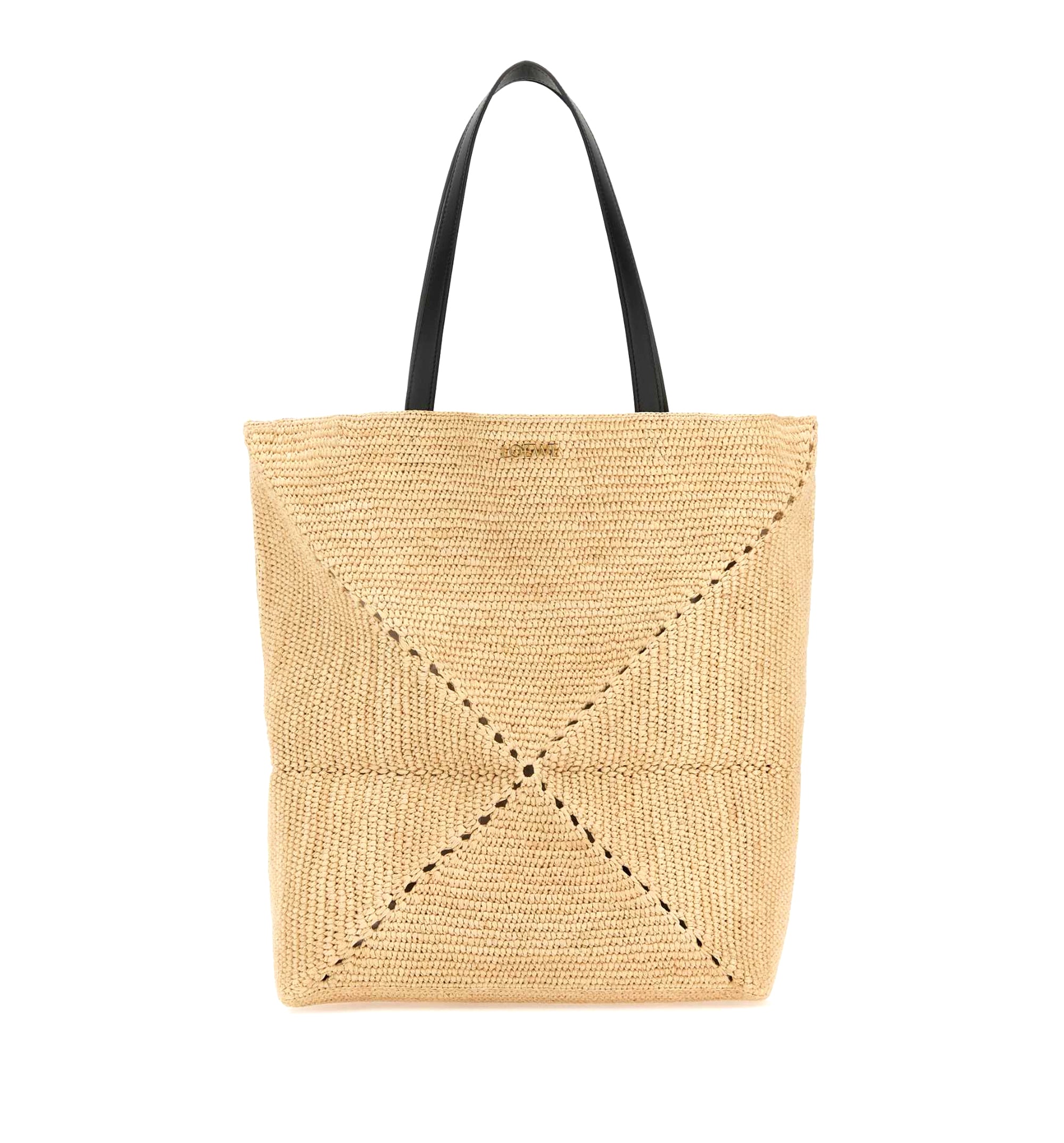 XL Puzzle Fold Tote in Raffia