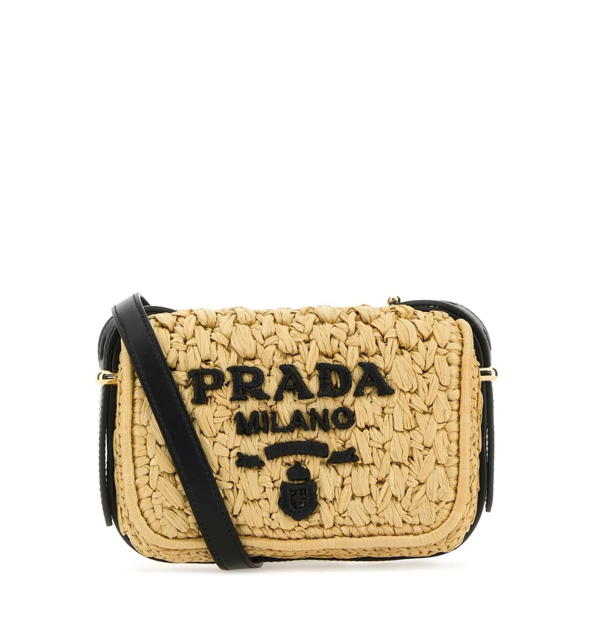 Crochet and leather shoulder bag