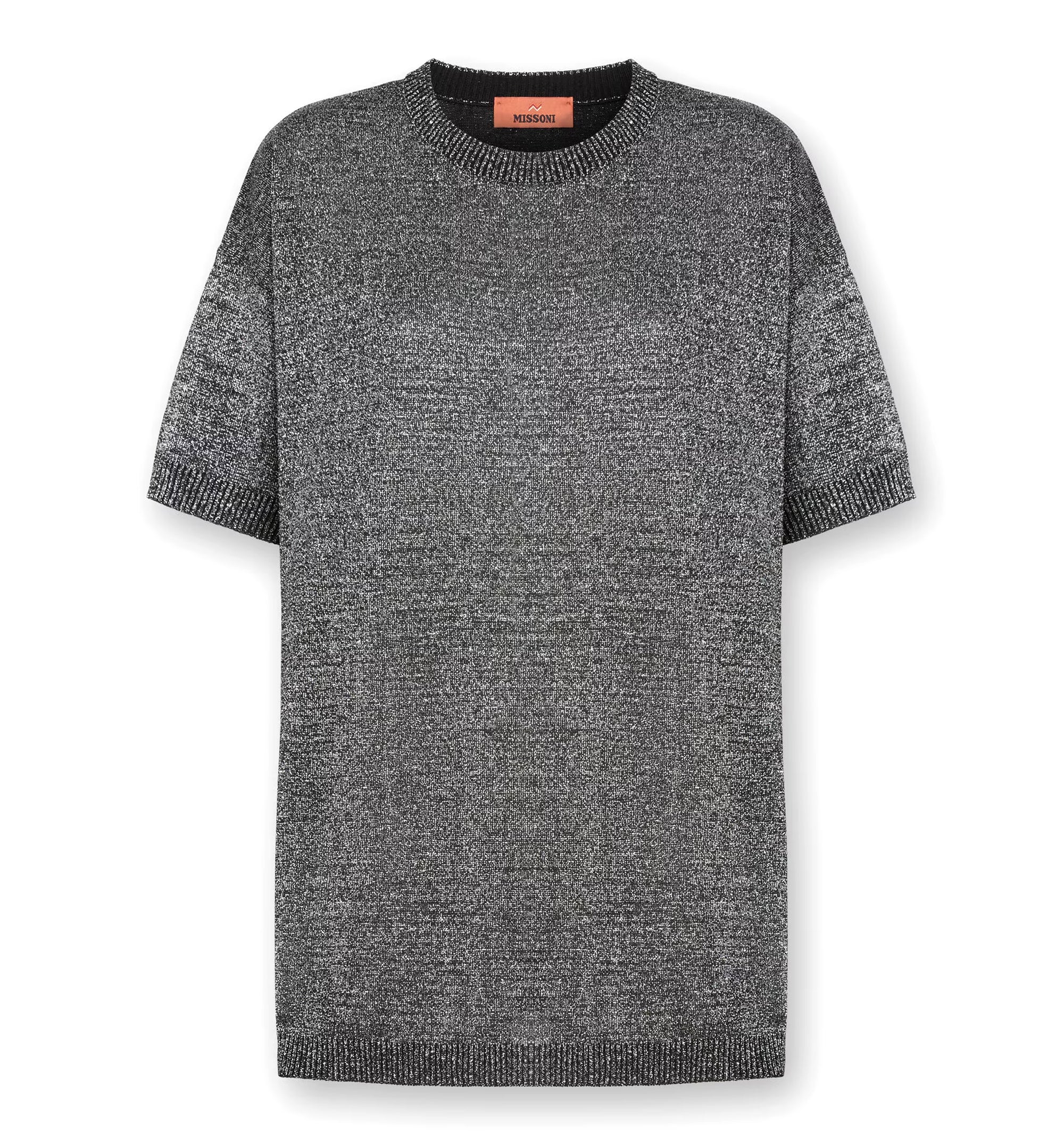 Boxy Crew Neck Sweater In Lamé - Silver