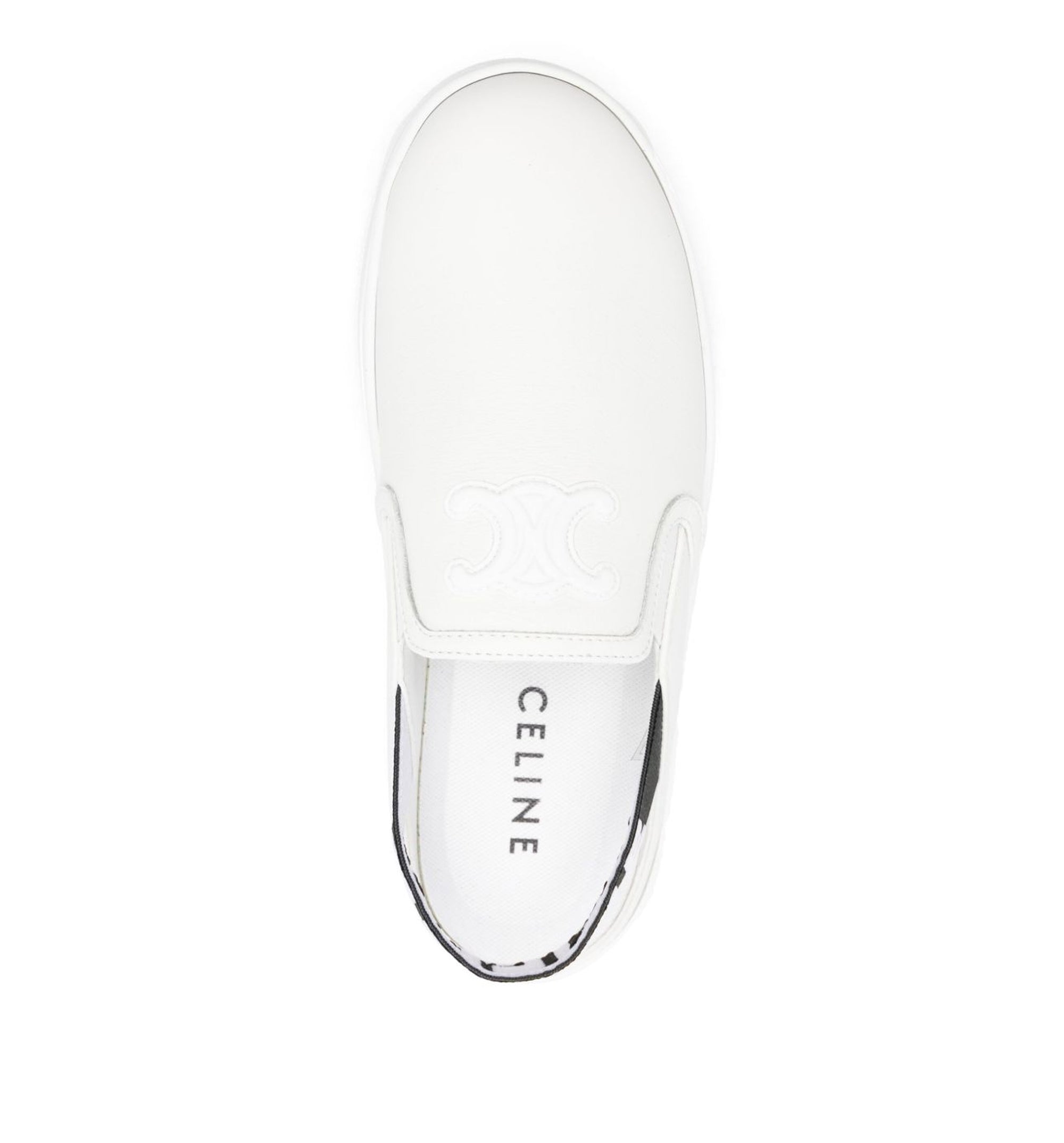 Block Wedge Mule in Calfskin and Textile with Celine Jacquard - White