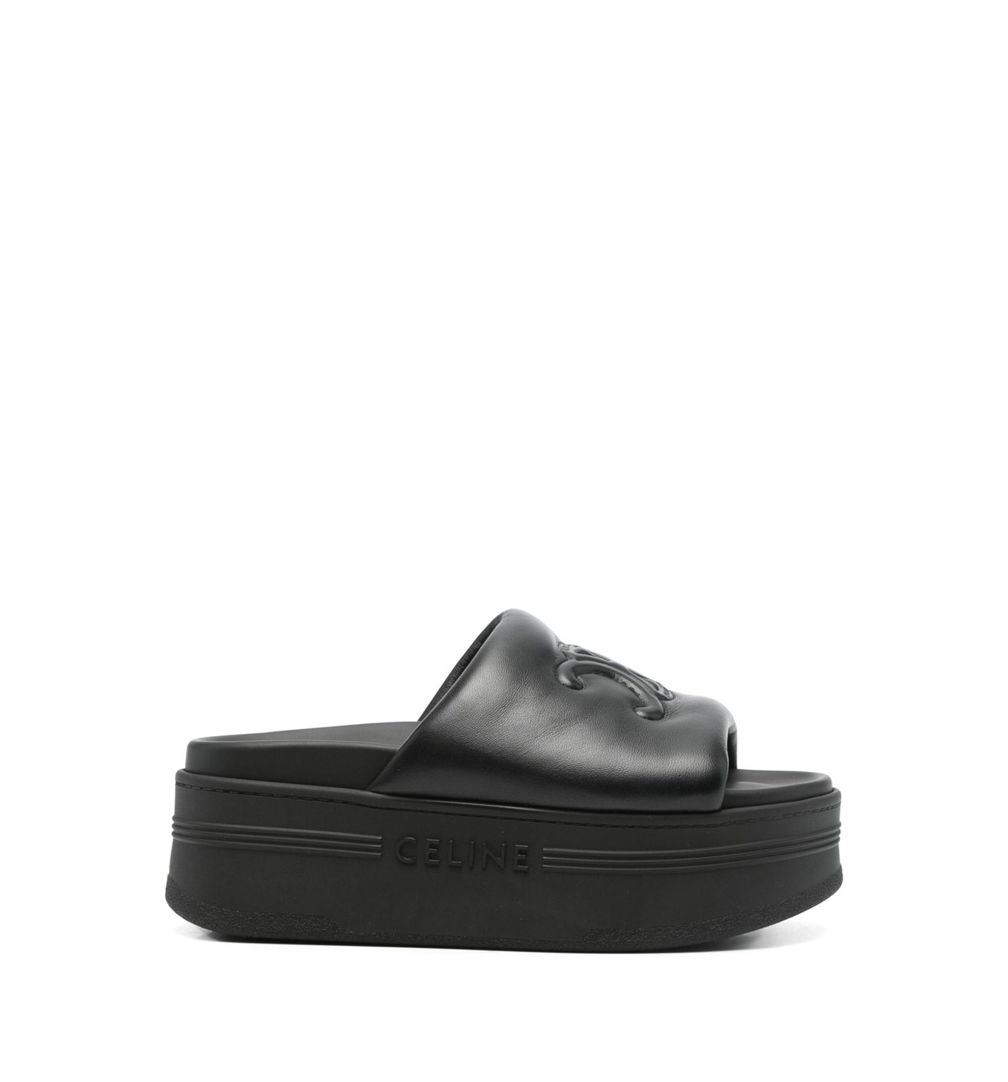 Block Slide with Triomphe in Lambskin - Black