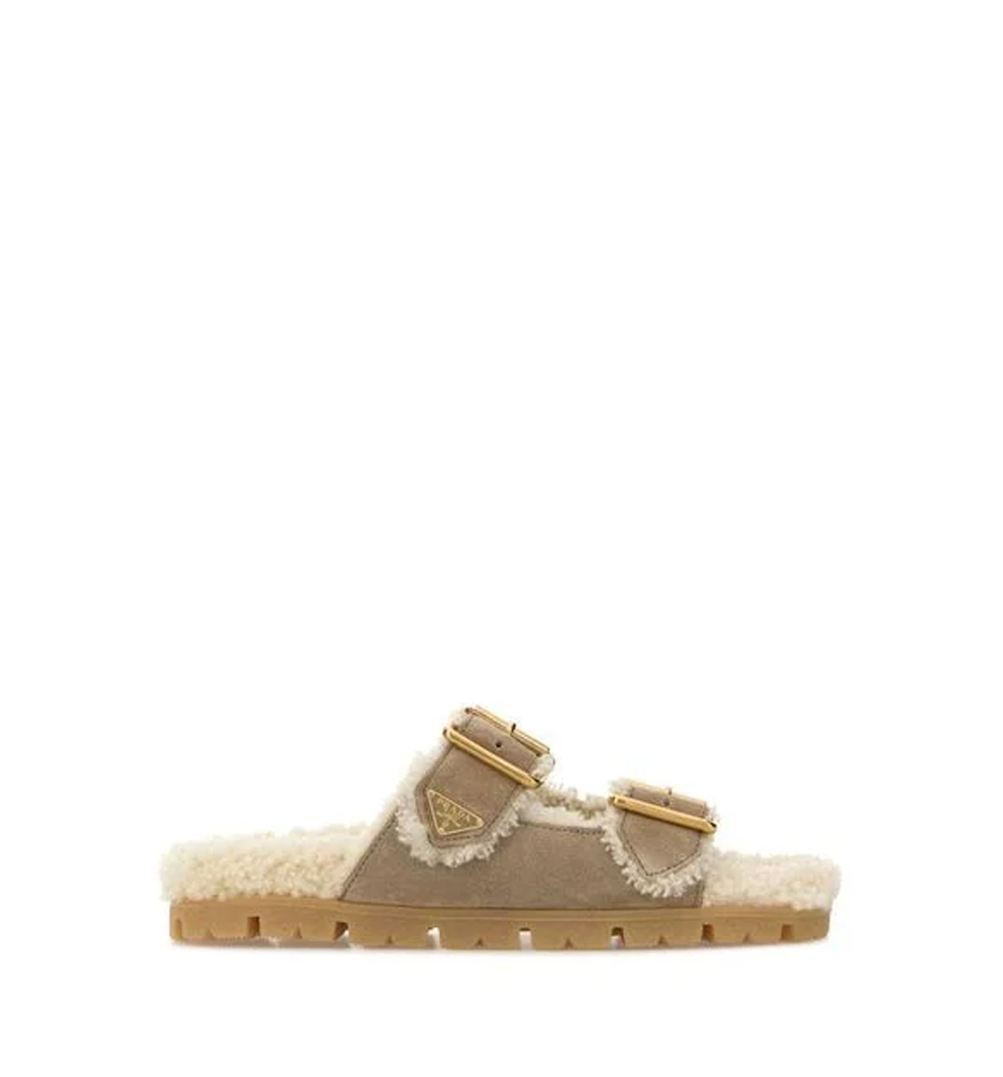 Shearling-Lined Suede Slides