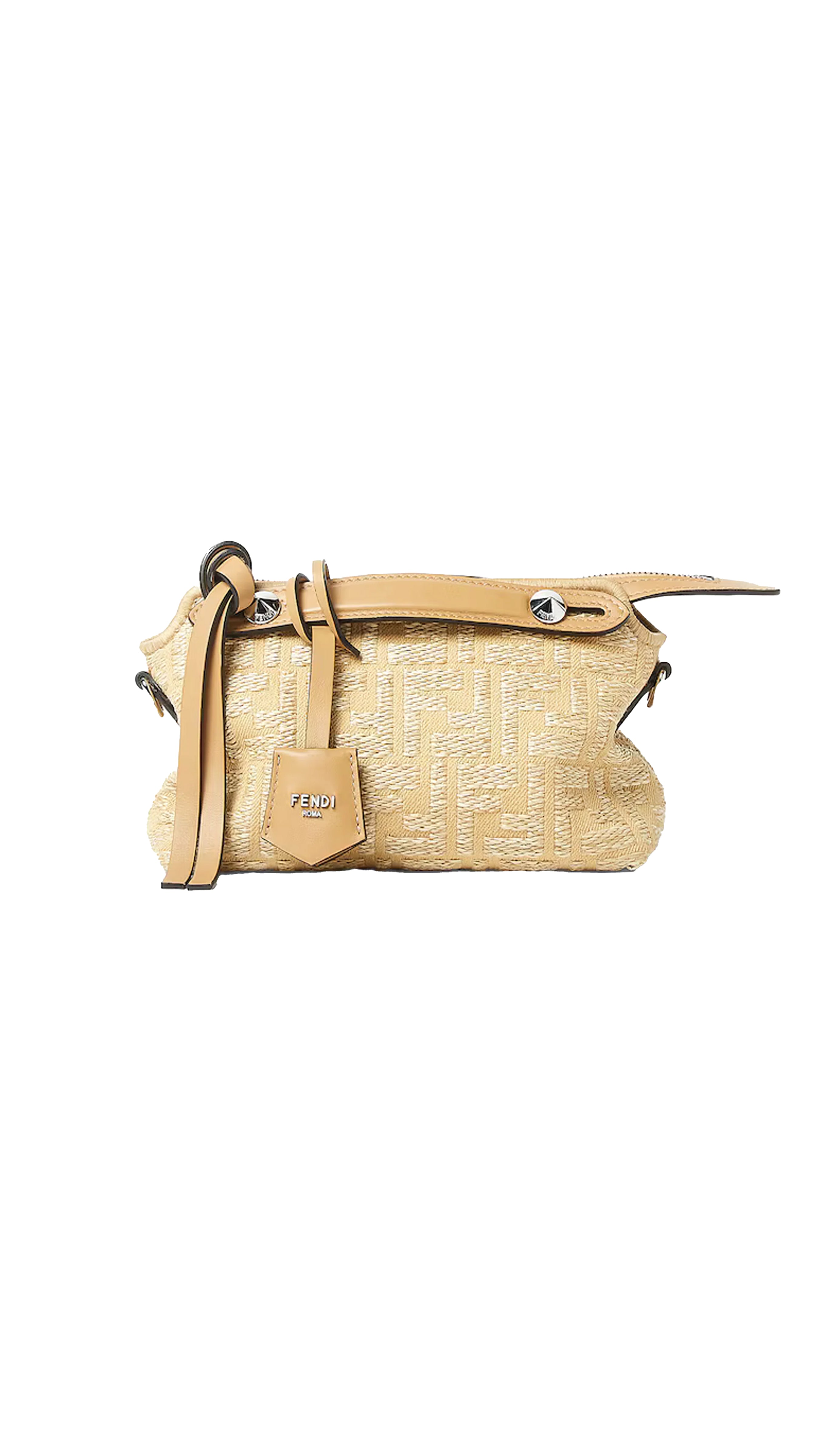 By The Way Soft Mini Jacquard Fabric Mini Bag With Raffia Ff - Beige