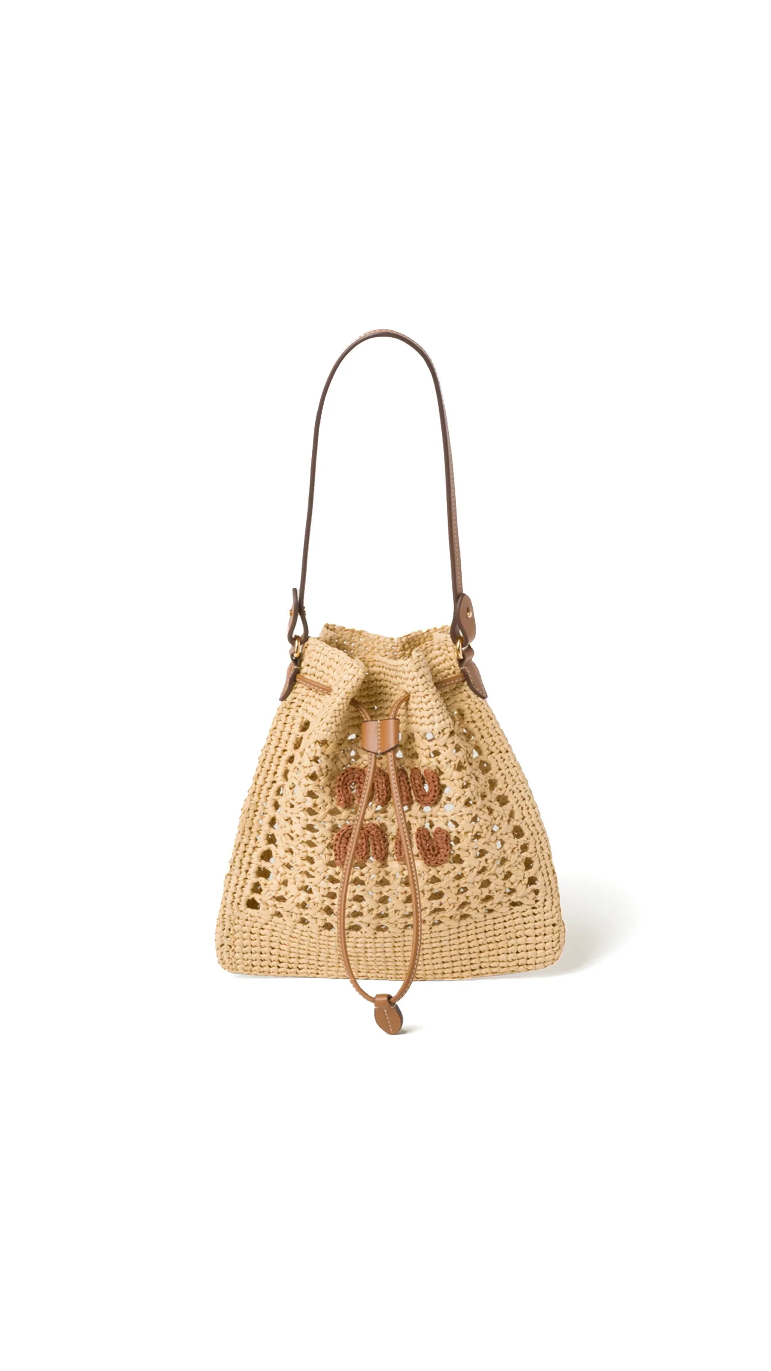 Woven Fabric Mini-bag - Beige/Cognac