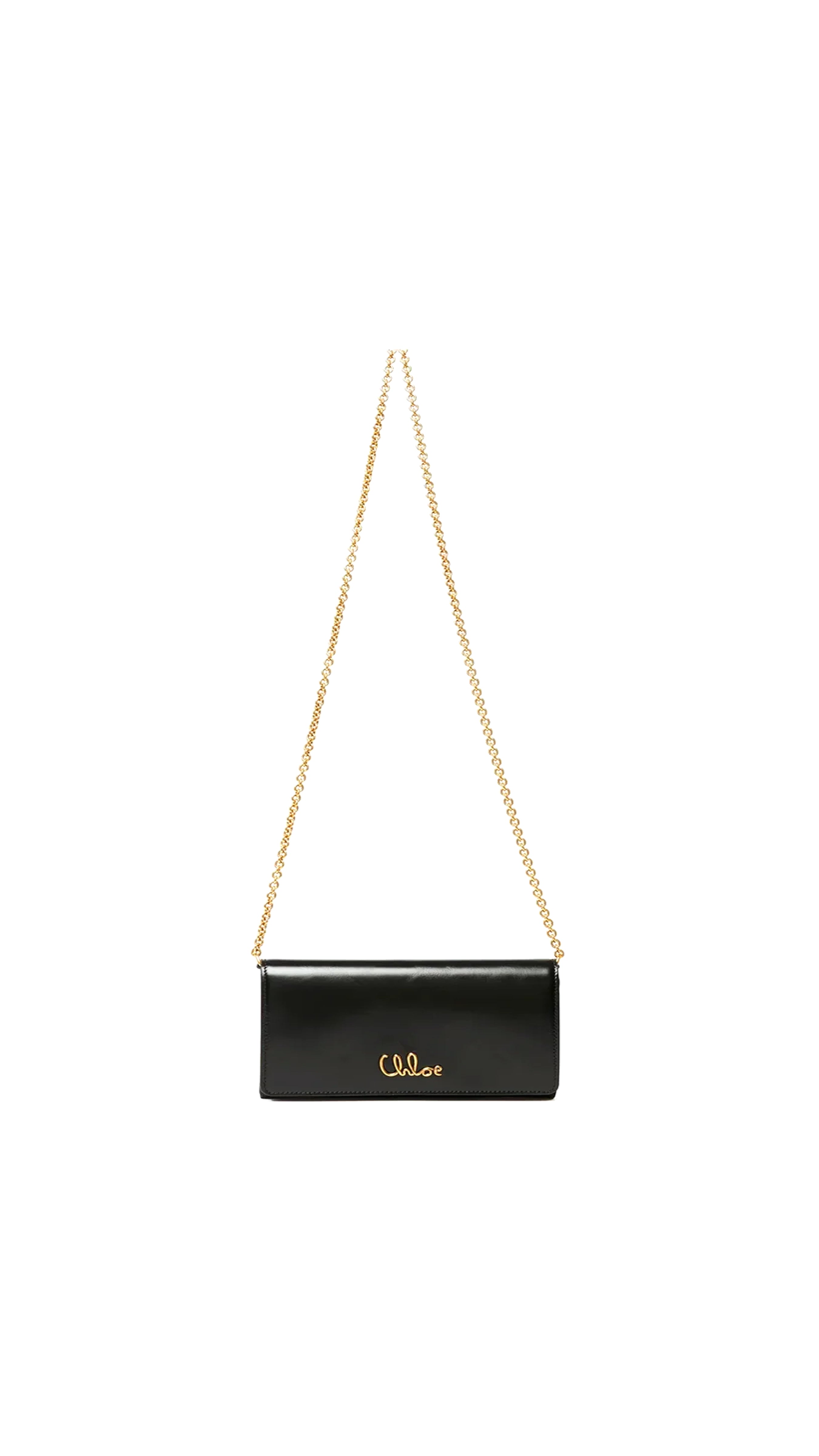 Chloé Iconic Flap Wallet on Chain in Shiny Leather