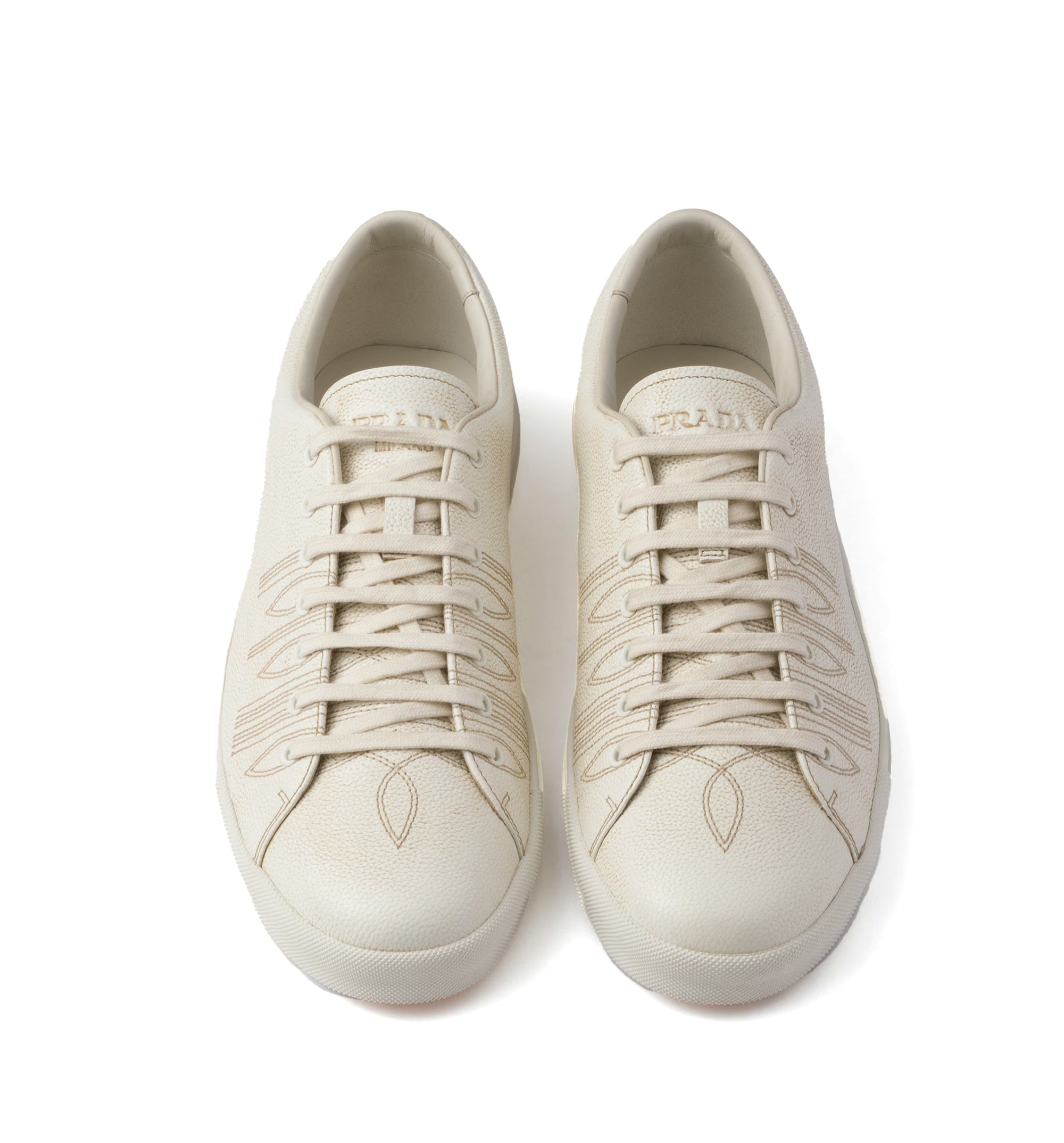 Aged-effect leather sneakers