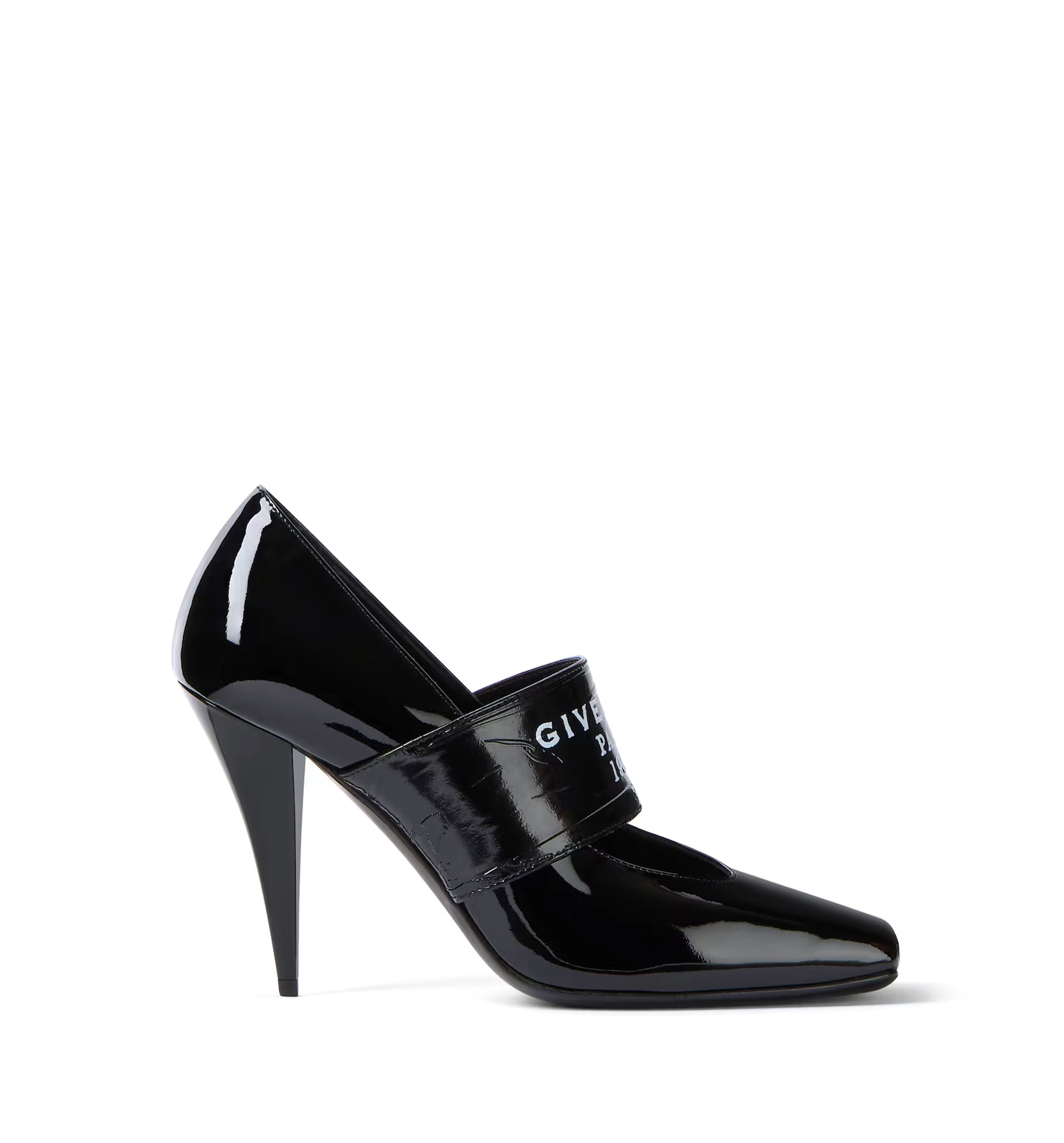Sliced Square Tape Pumps In Patent Leather