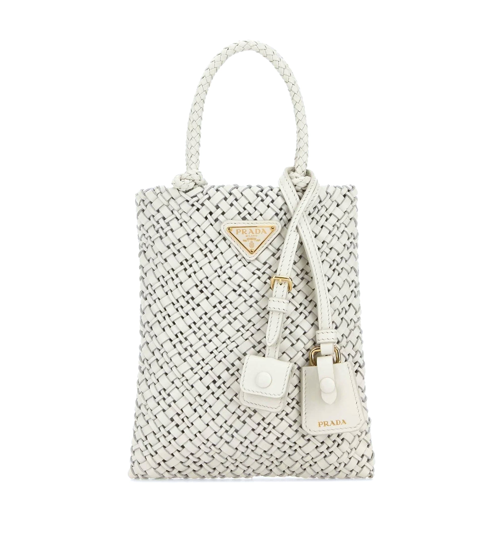 Triangle-Logo Woven Handbag