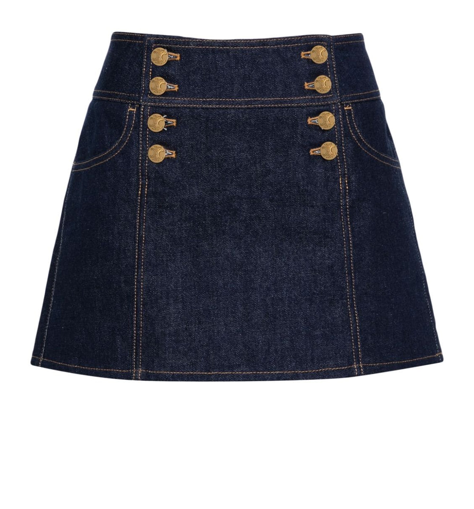 Trapeze Mini Skirt in Denim - Rinsed
