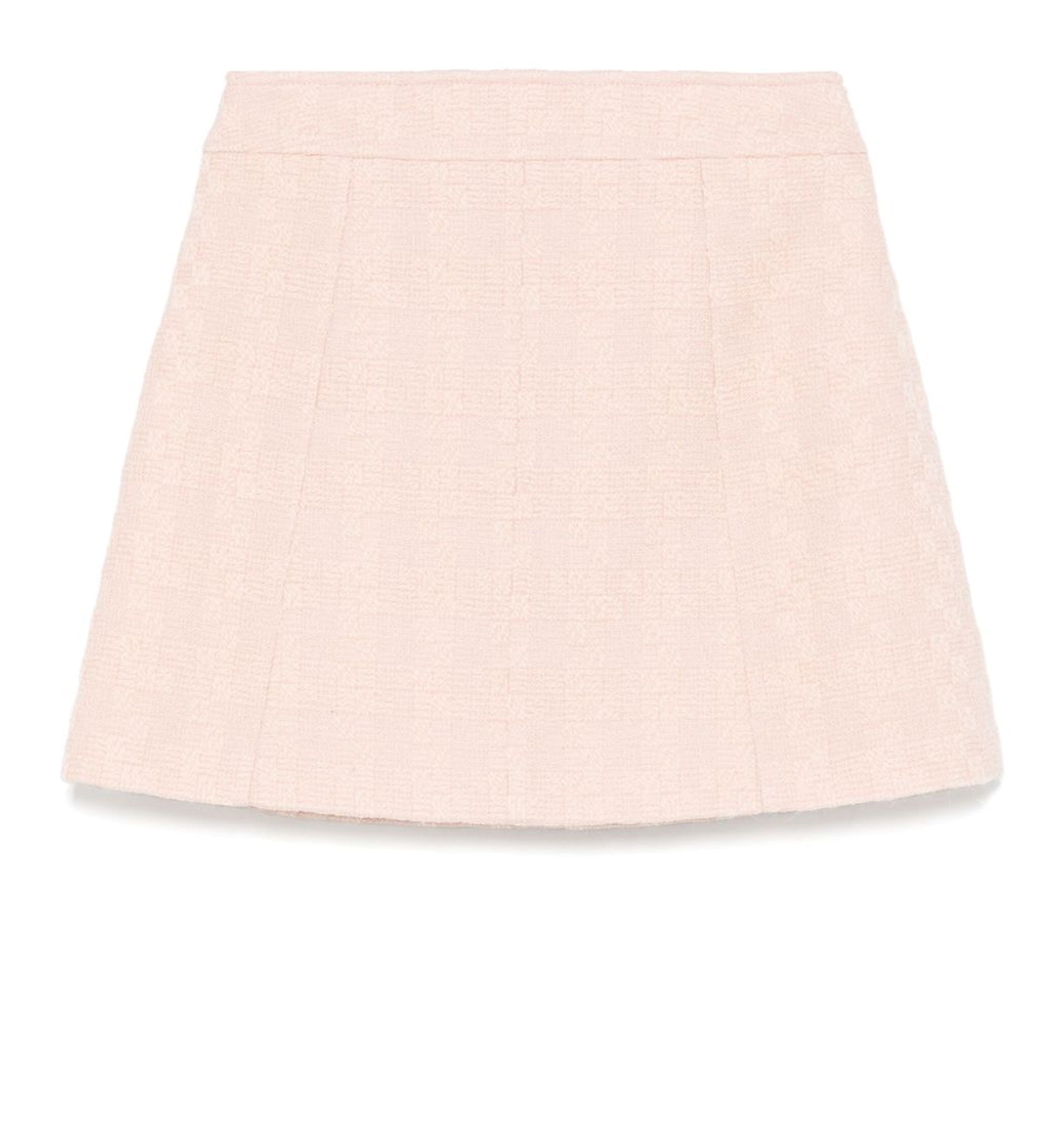 Trapeze Mini Skirt In Wool Natté - Rose Passé