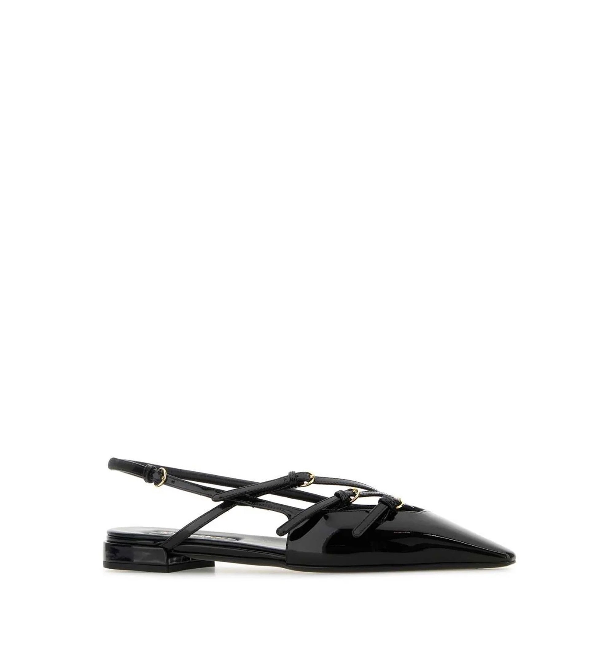 Leather Slingback Ballerinas With Buckles