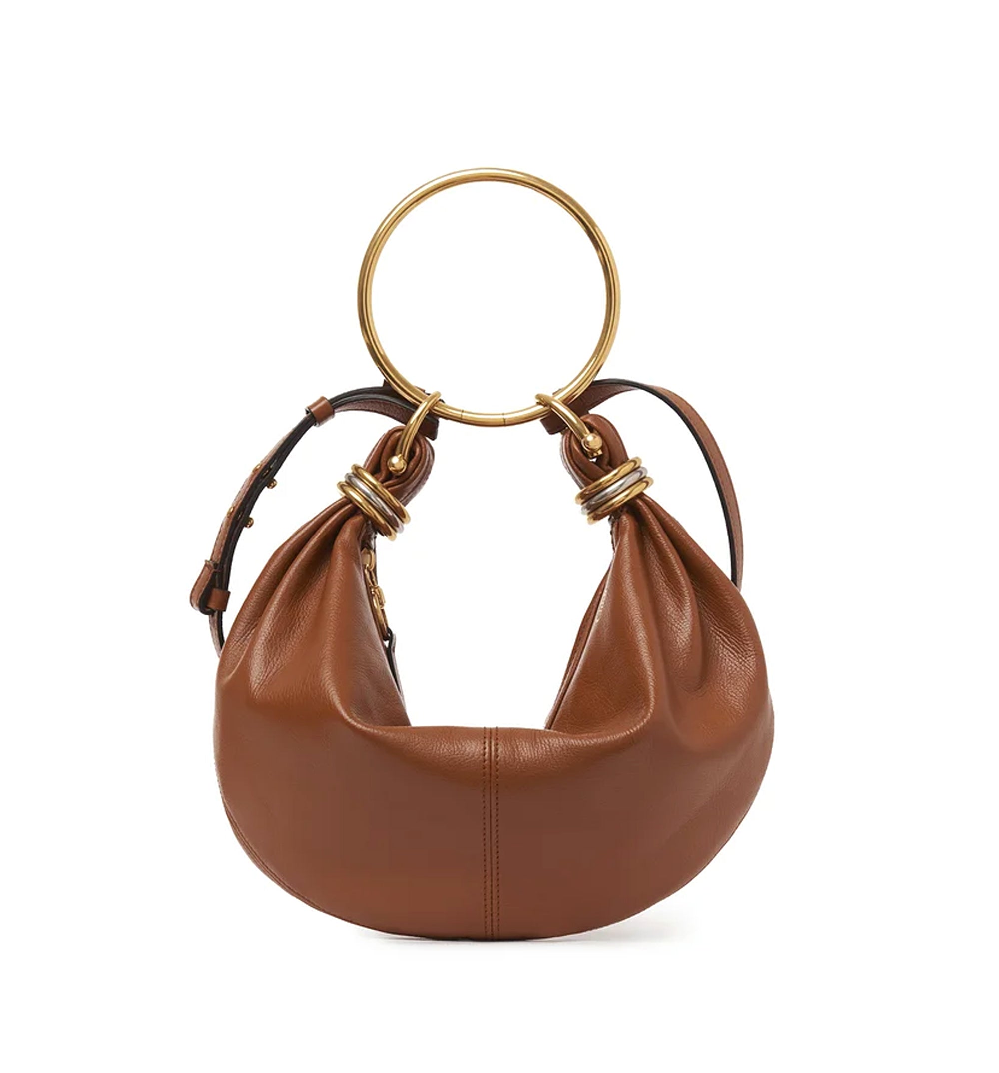 Small Bracelet Hobo Bag In Grained Leather