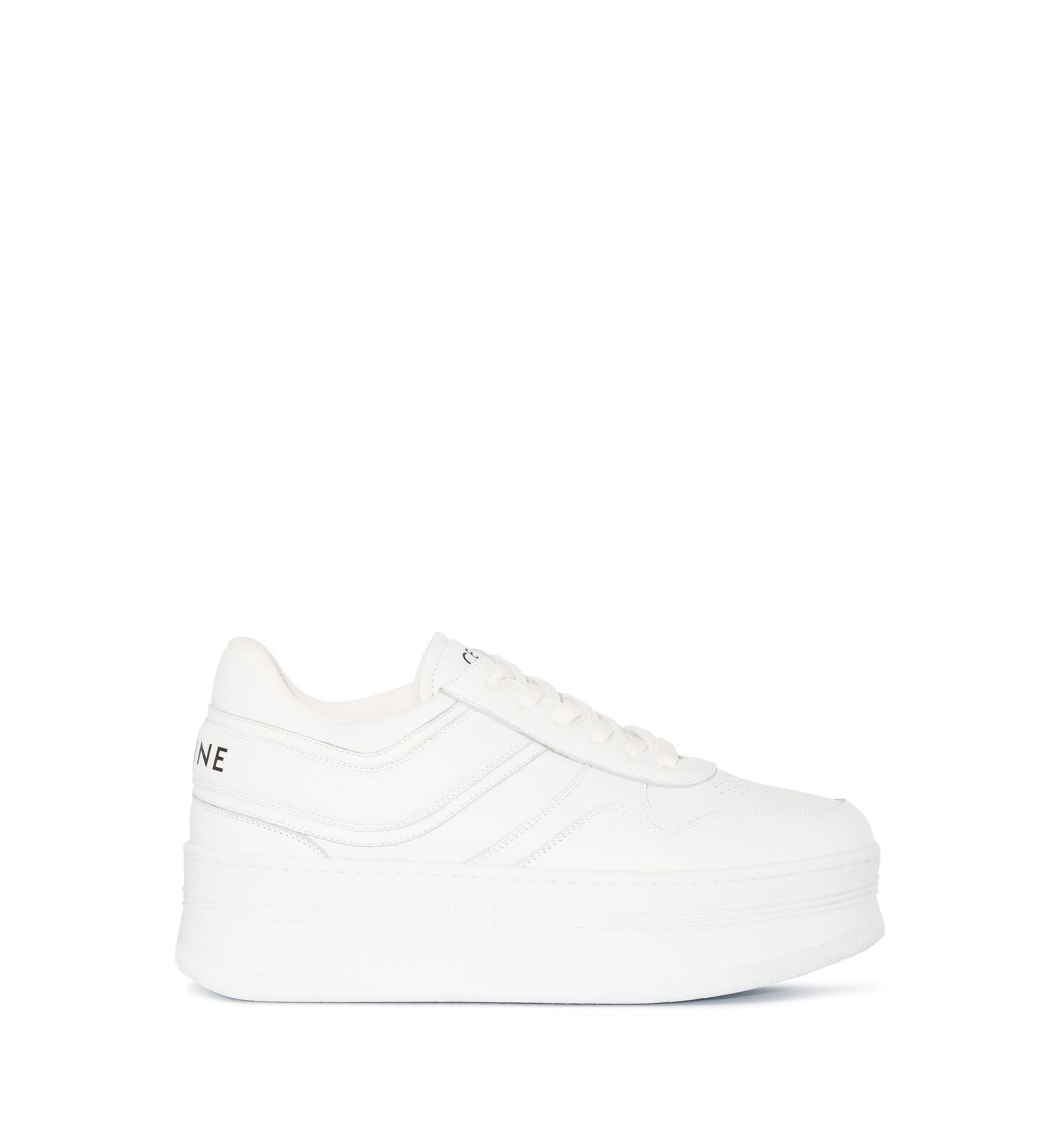 Block Sneakers with Wedge Outsole in Calfskin - Optic White