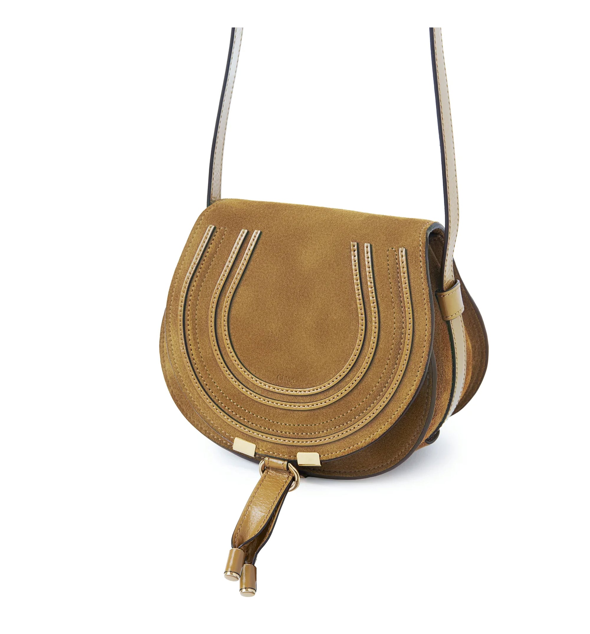 Small Marcie Saddle Bag In Suede Leather