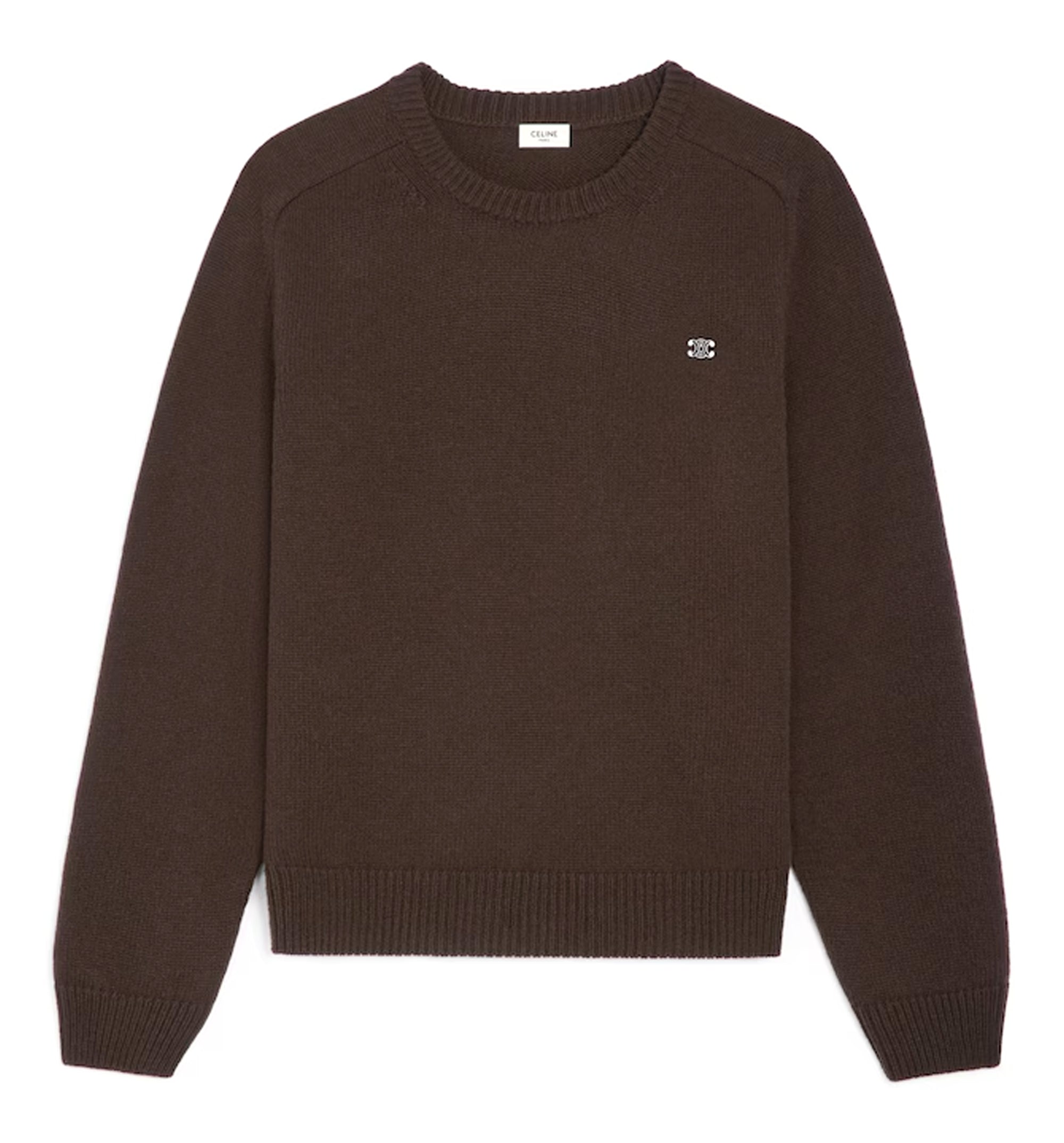 Triomphe Crew Neck Sweater In Wool And Cashmere - Brown