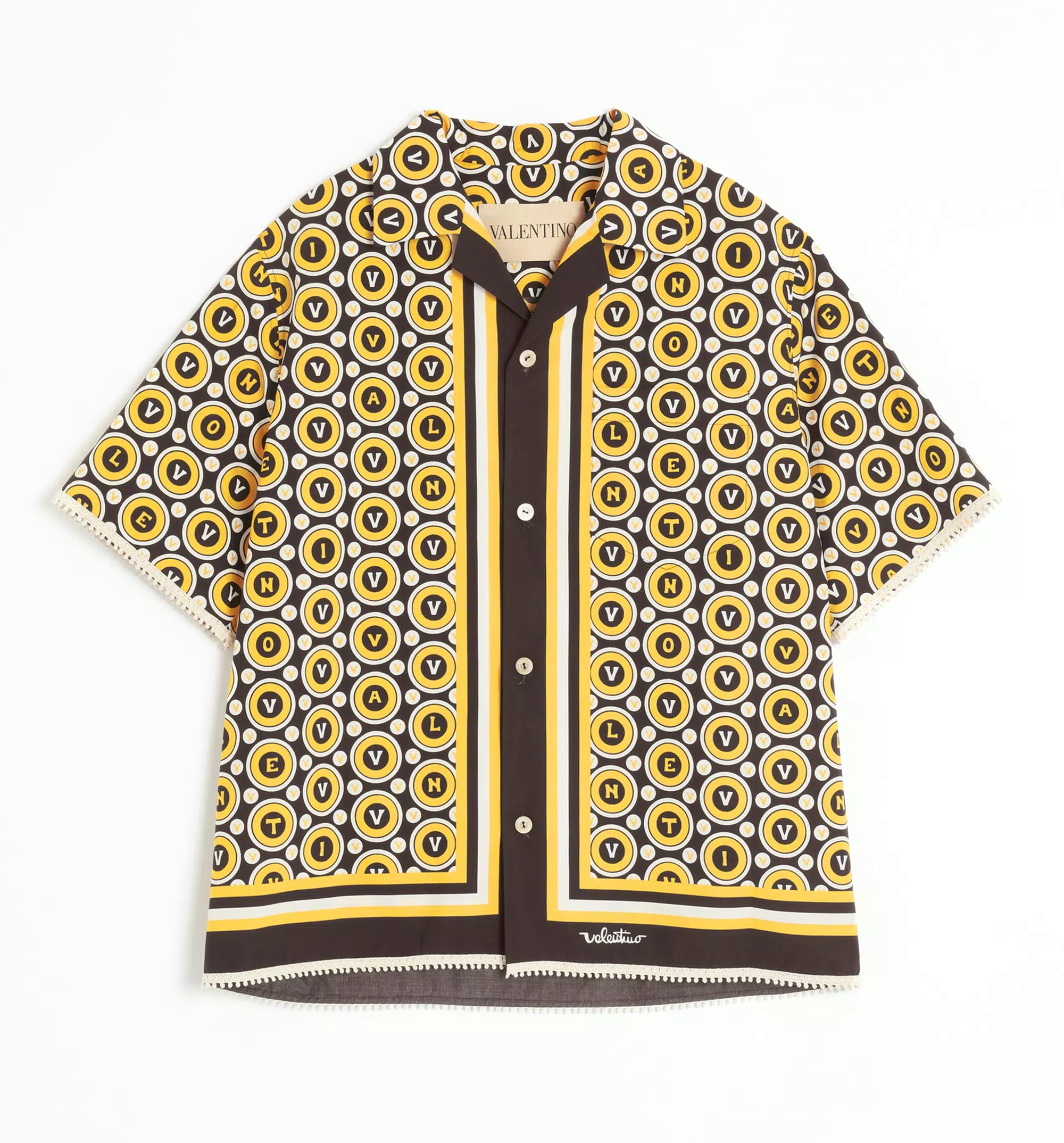 Cotton Poplin Bowling Shirt With Bulles Royales Print