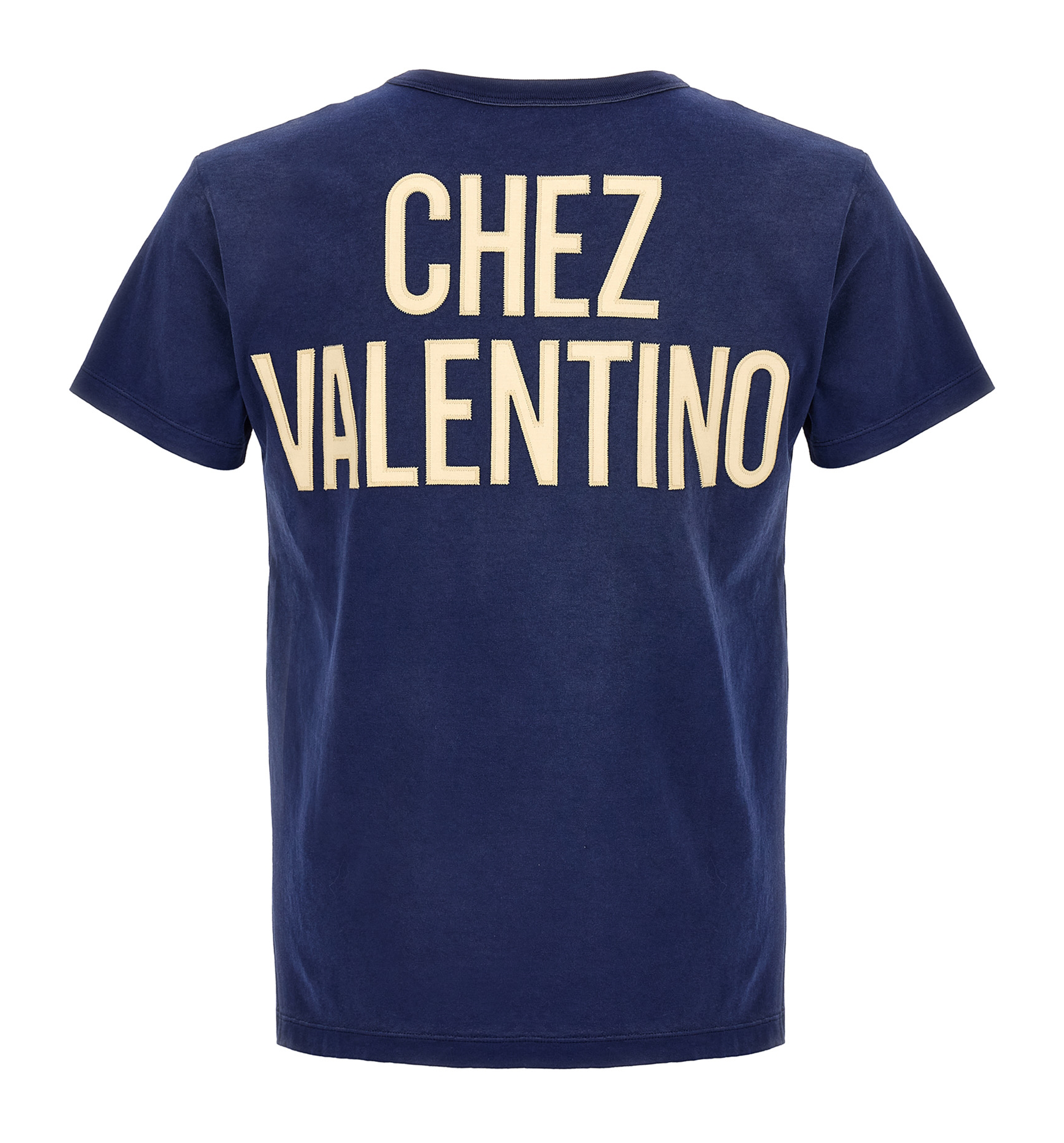 Cotton T-Shirt With Chez Valentino Print and Patch