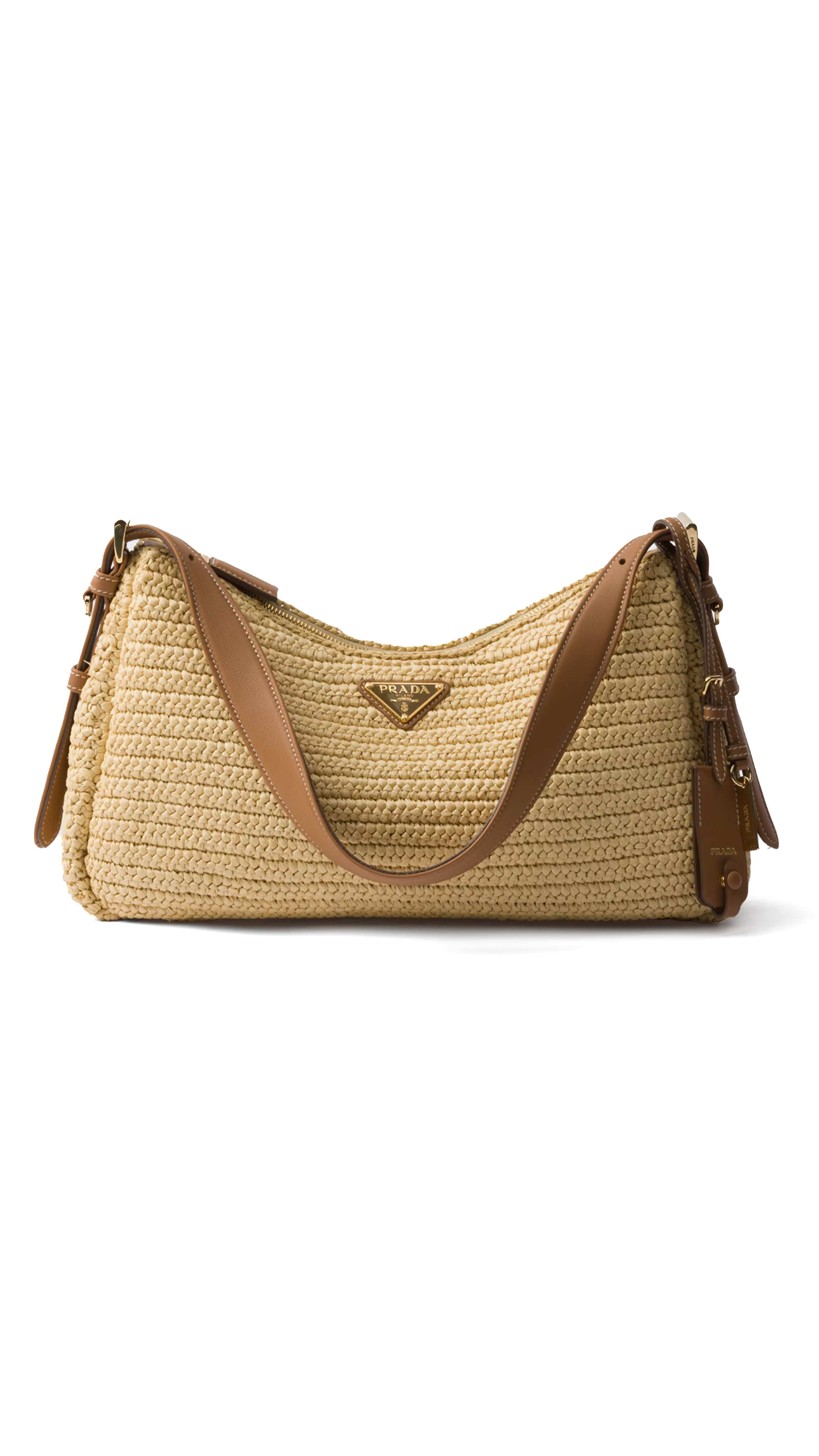 Aimée Large Crochet and Leather Bag - Natural