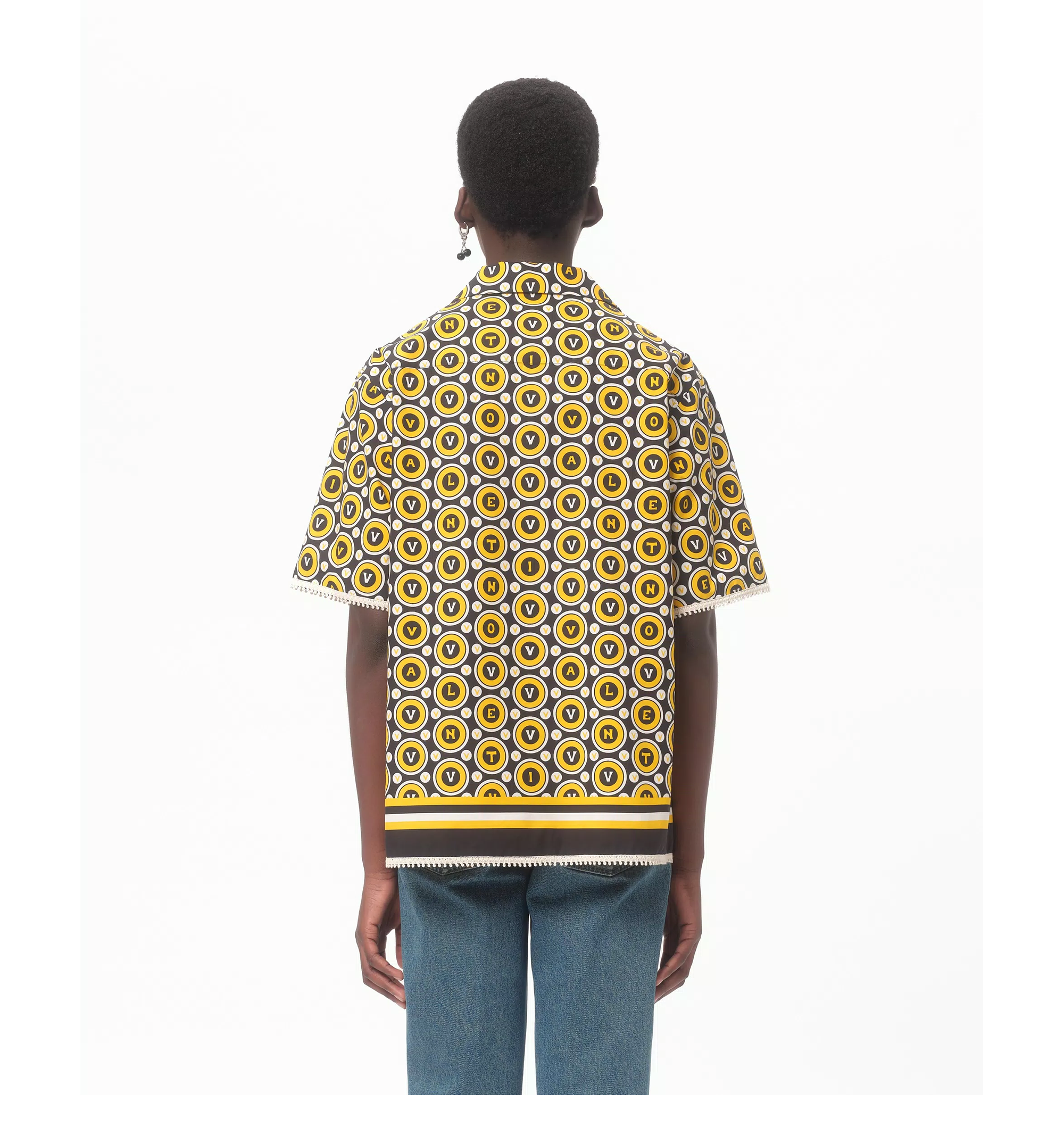 Cotton Poplin Bowling Shirt With Bulles Royales Print