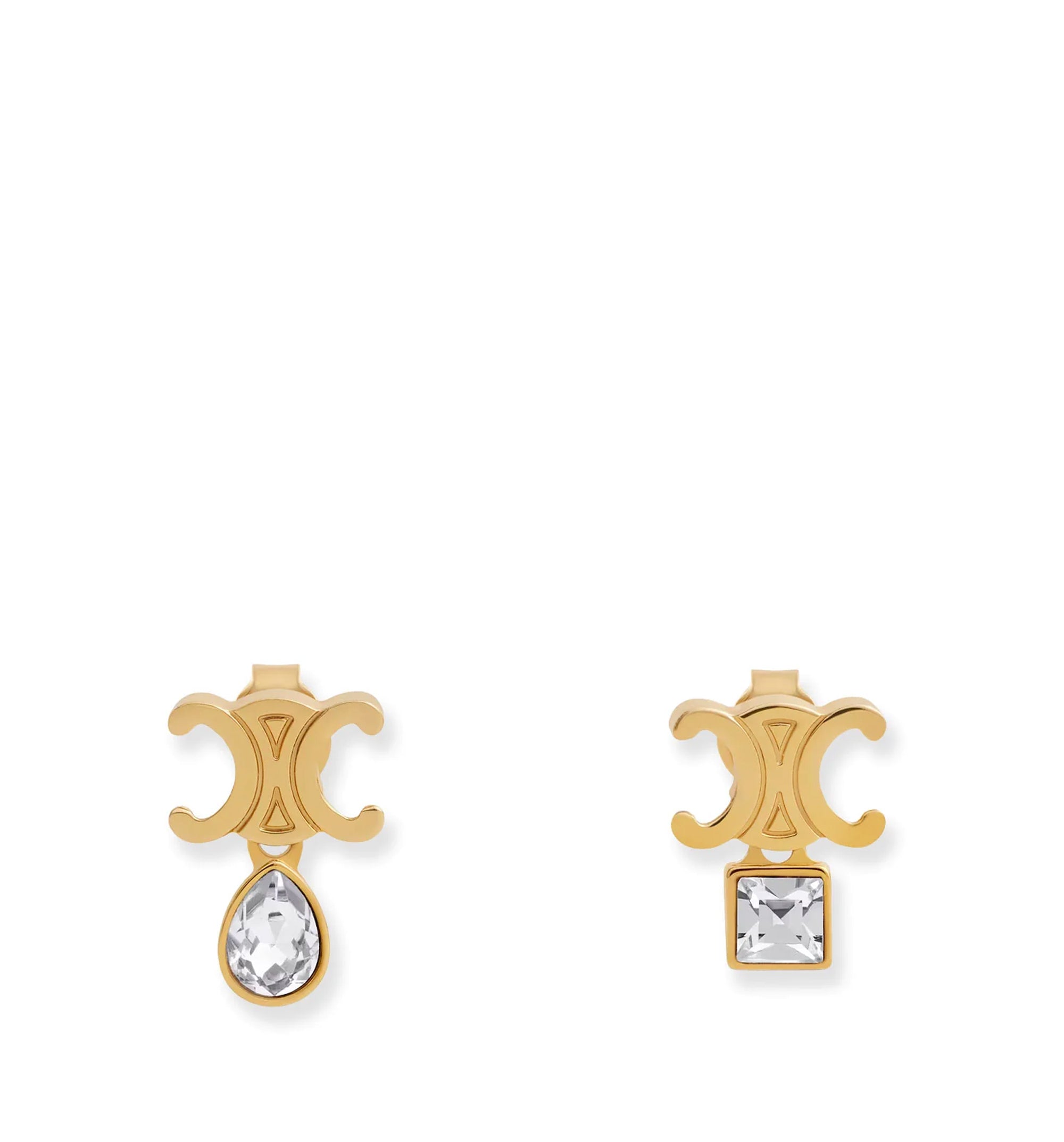 Triomphe Twinkle Earrings In Strass And Brass With Gold Finish