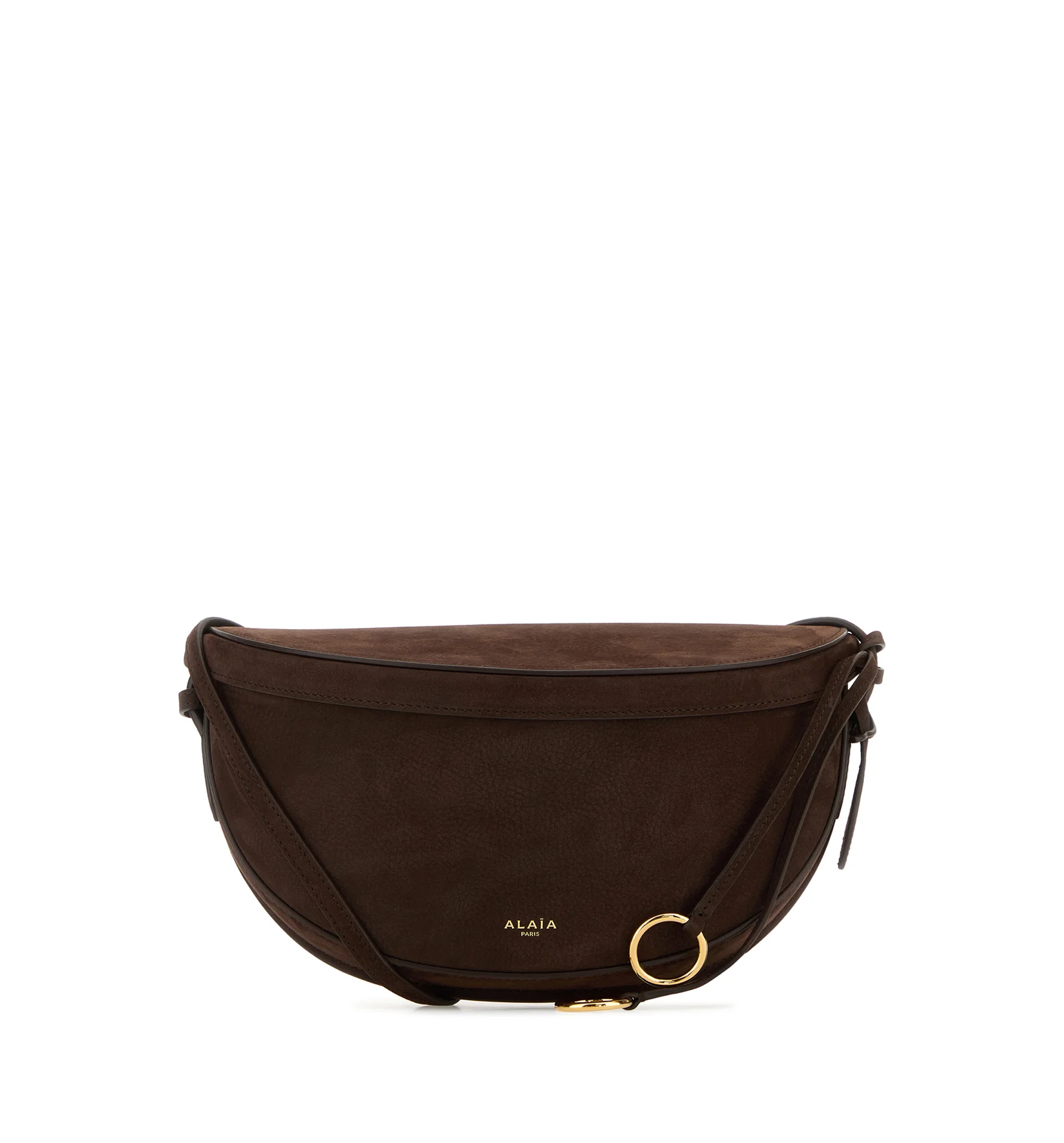 Brown Suede East West Belt Bag