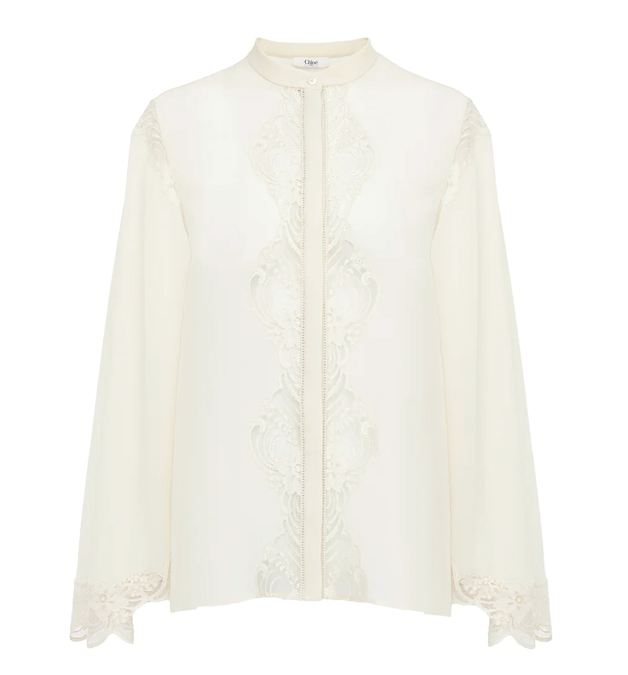 Fluid Blouse In Silk Georgette & Lace