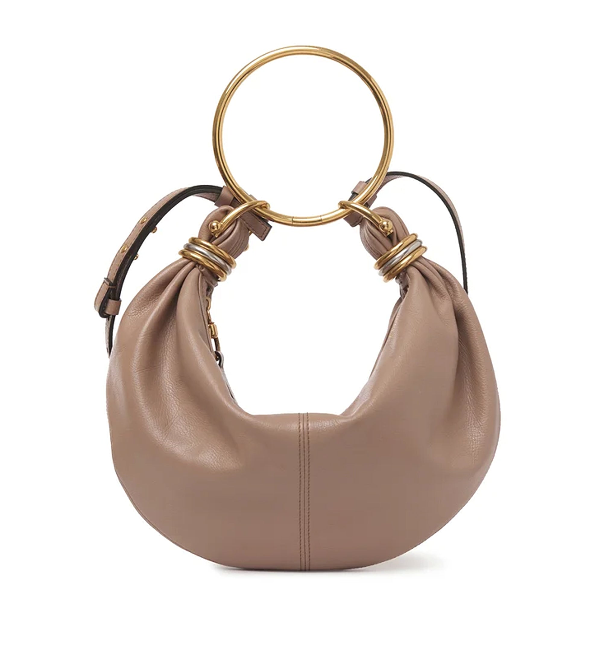Small Bracelet Hobo Bag In Grained Leather