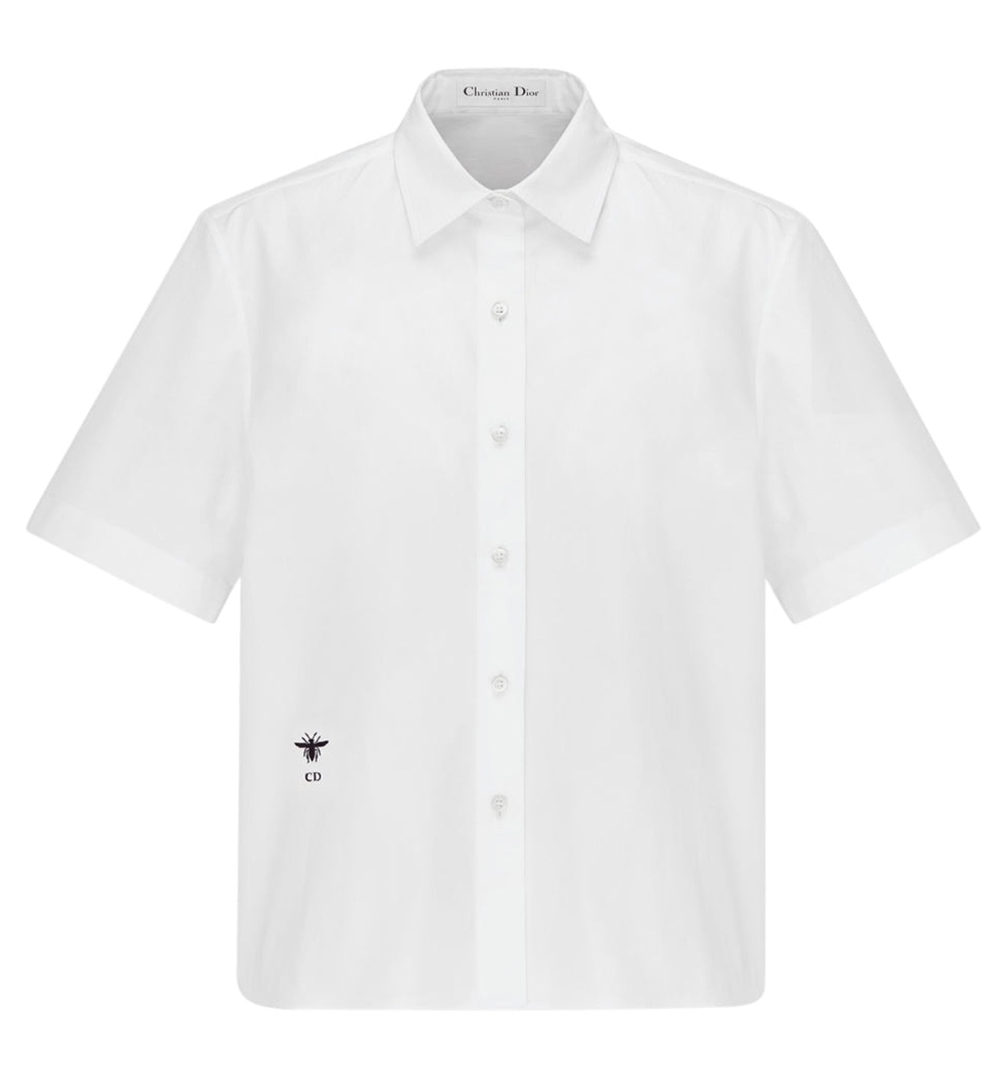 Cropped Button-Up Blouse - White