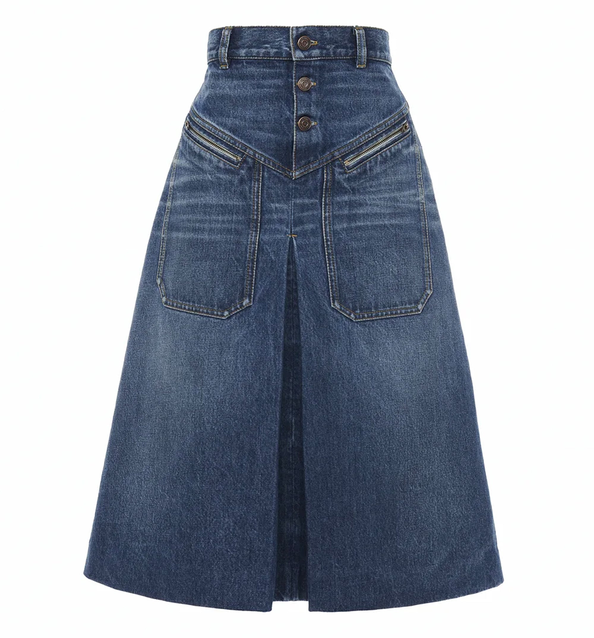 Knee-length Skirt In Denim