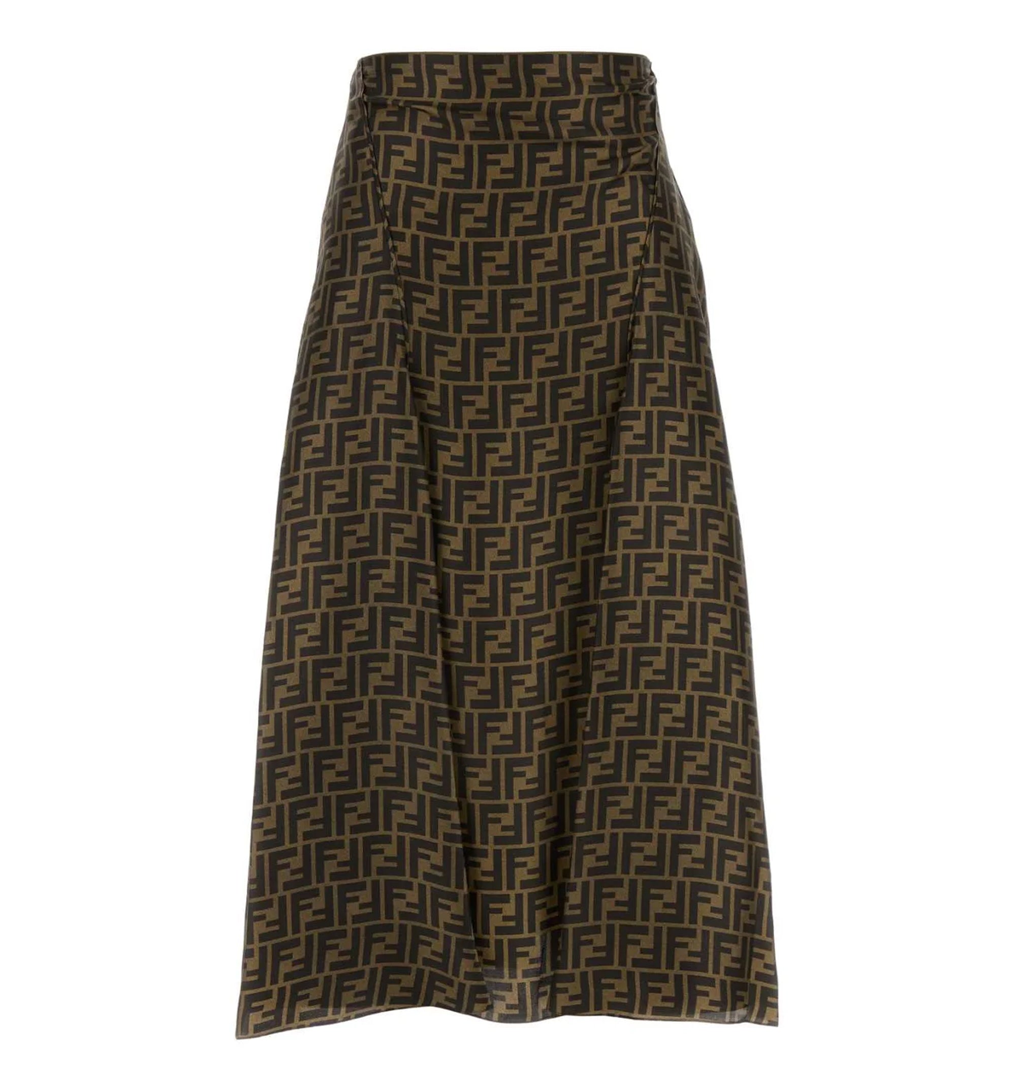 Fendi Logo Printed High Waisted Skirt