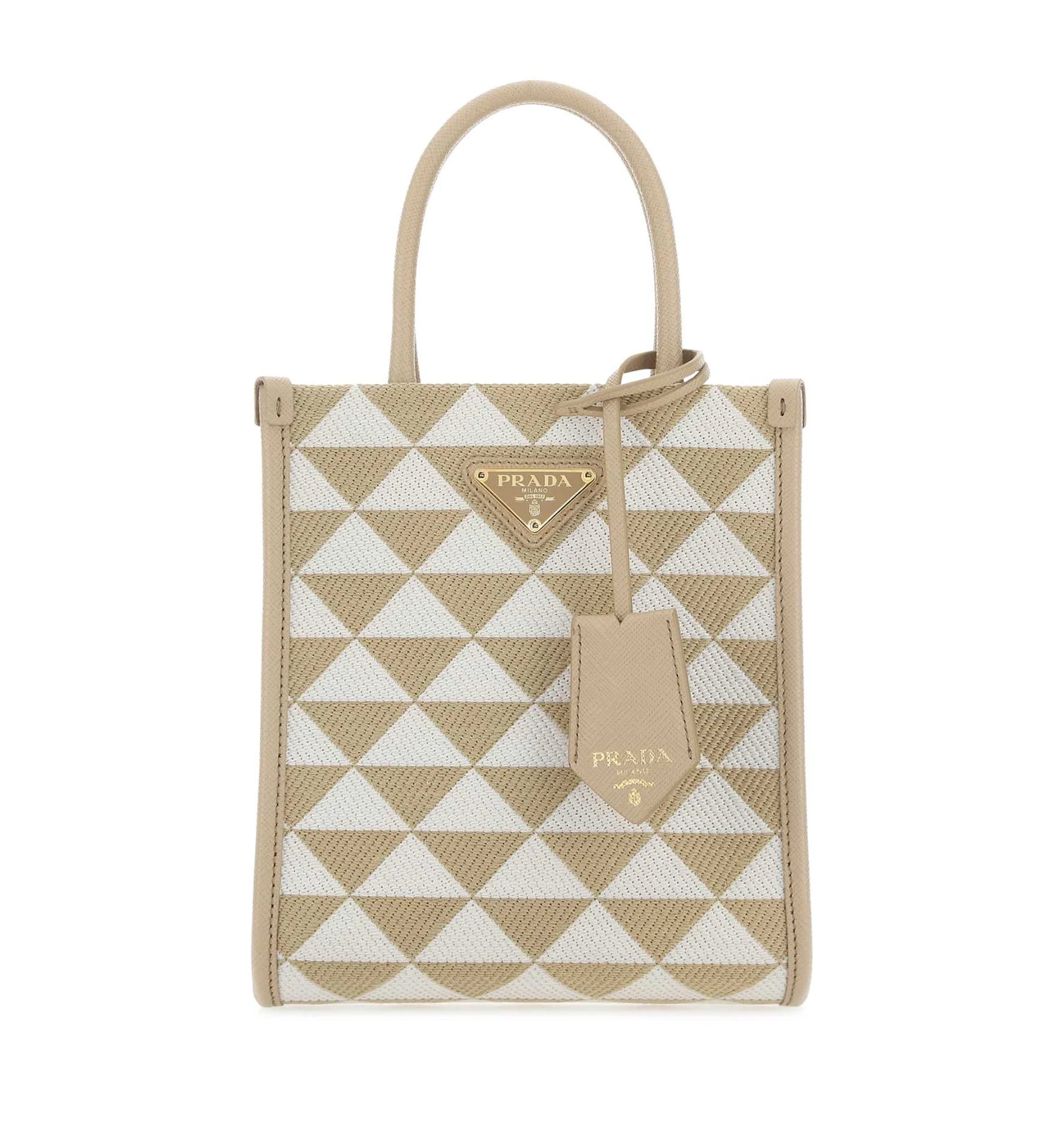 Prada Logo Detailed Monogram Tote Bag