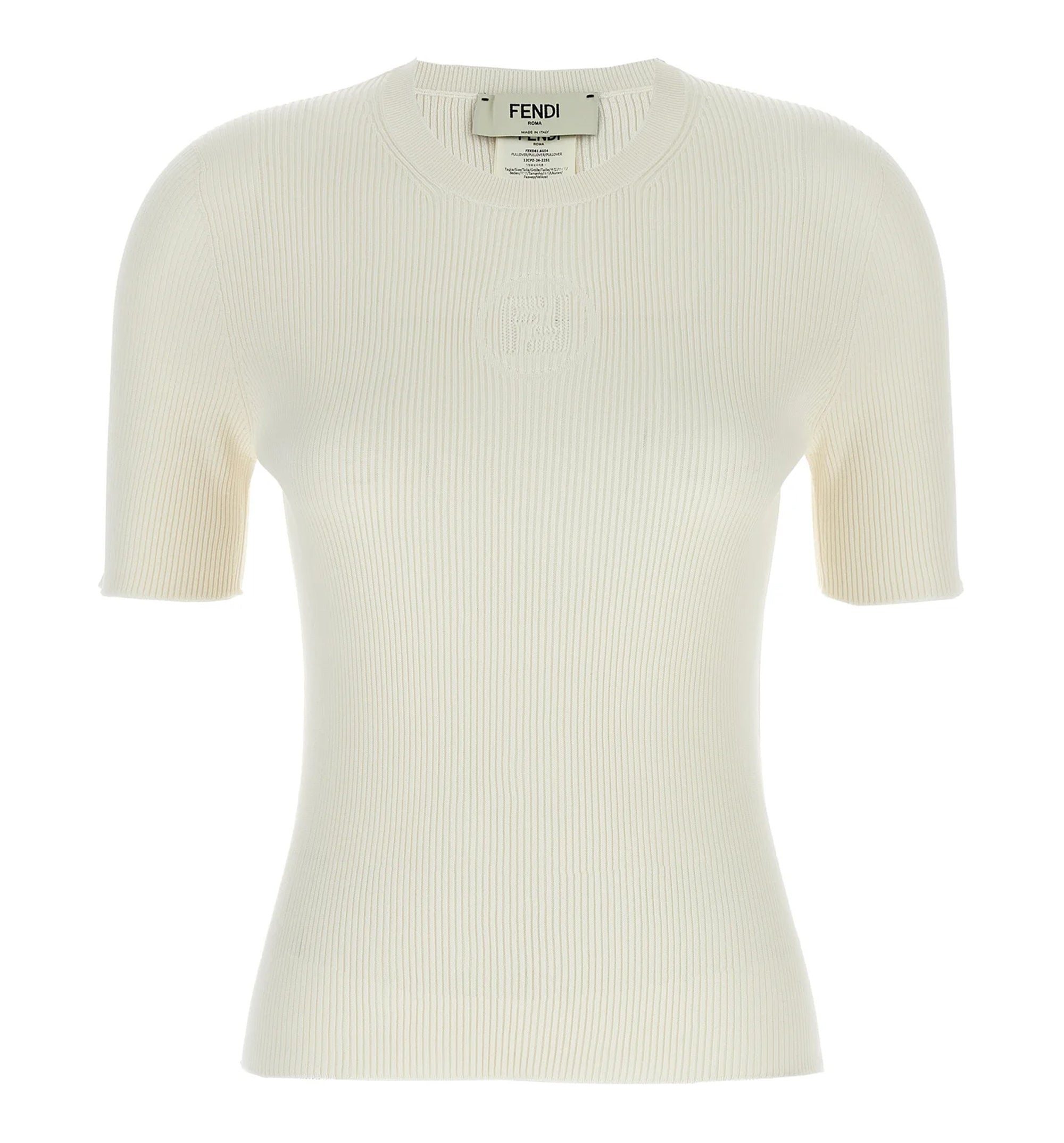 Short Sleeved Crewneck Jumper - White