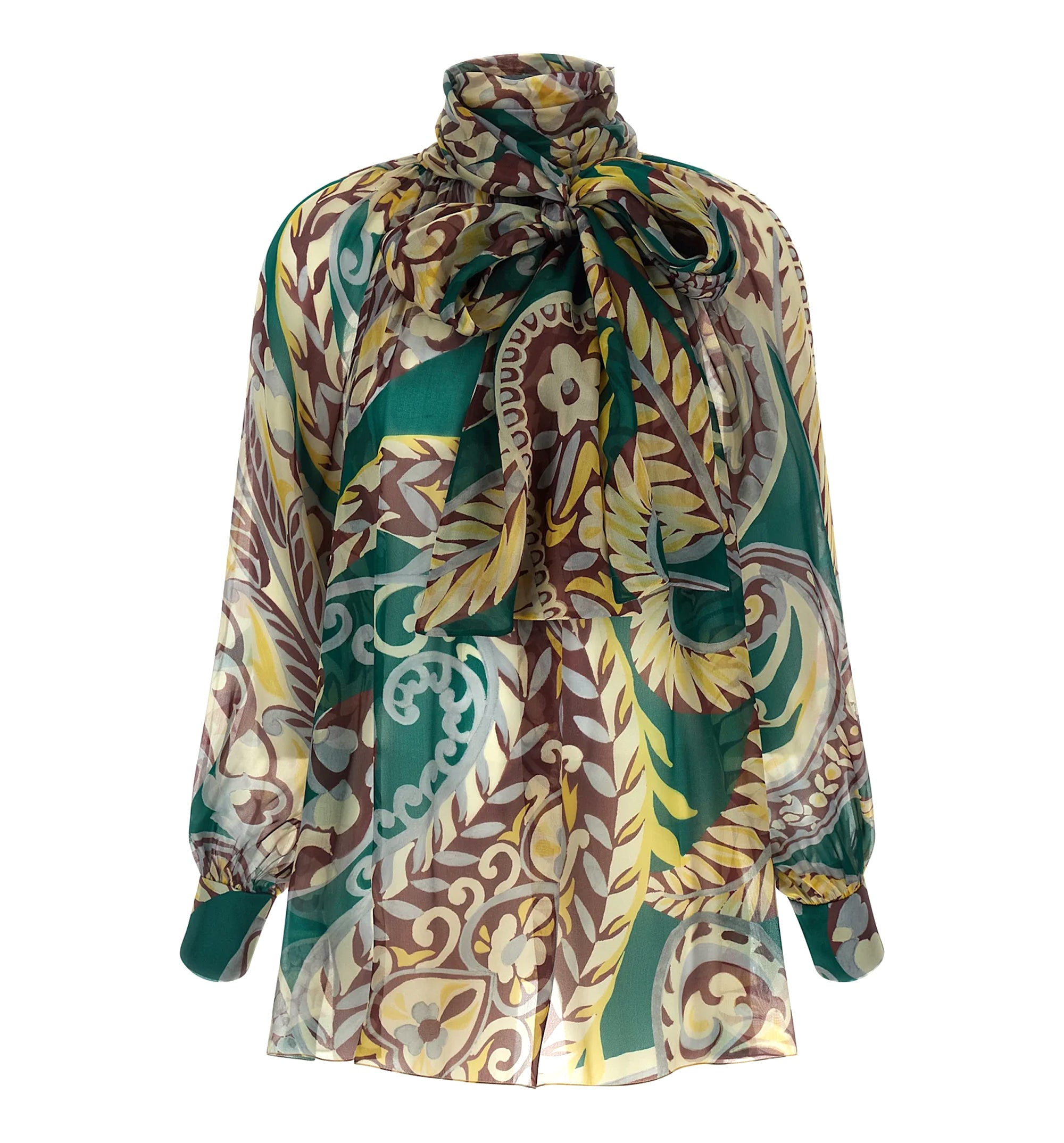 Paisley Silk Organza Lavallière Blouse