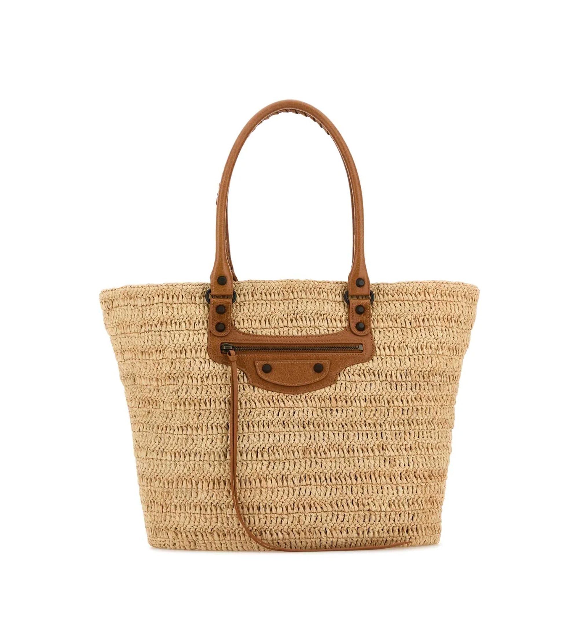 Le City Medium Raffia Basket Bag