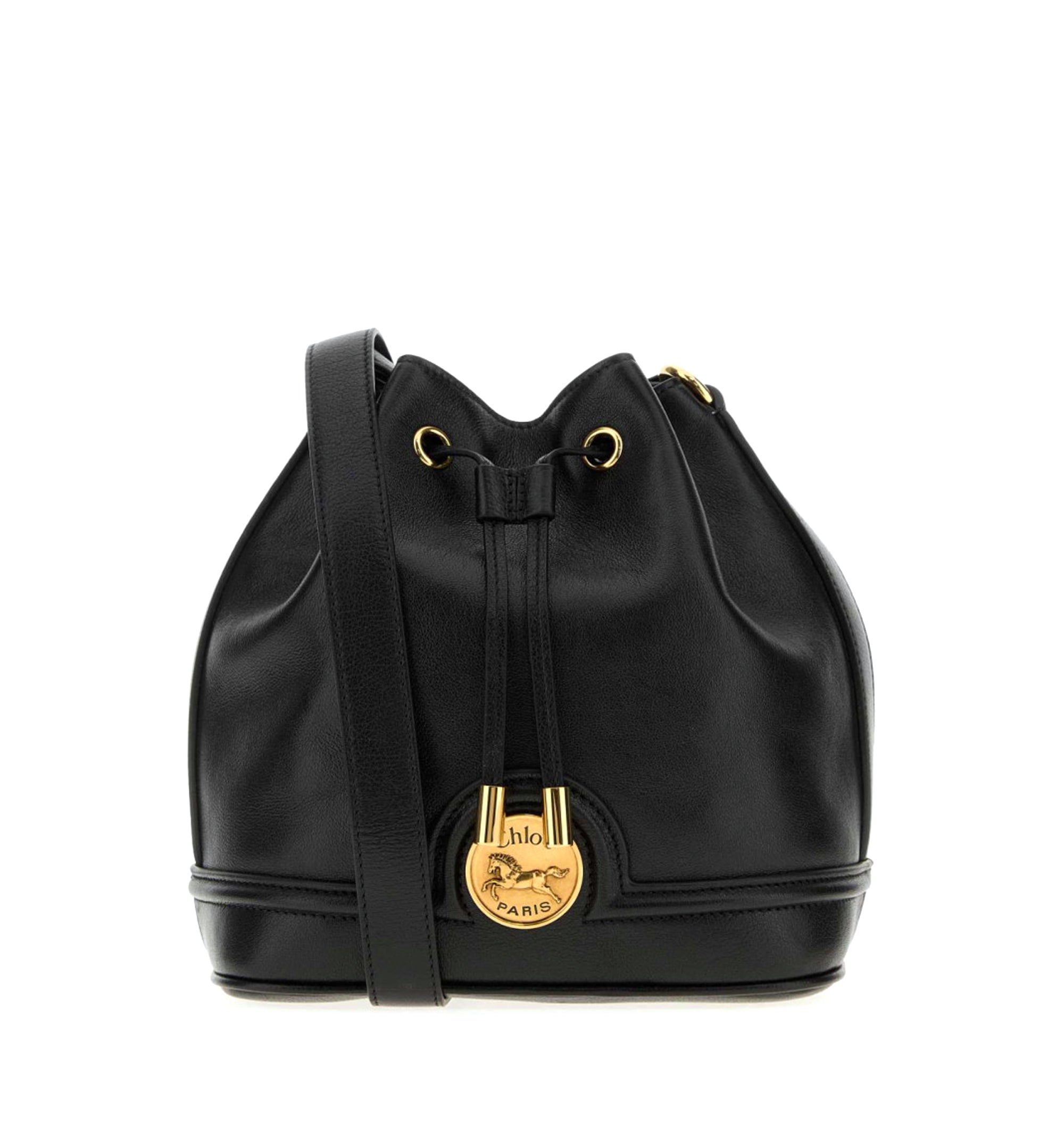 Chloé Horse Medal Plaque Drawstring Bucket Bag