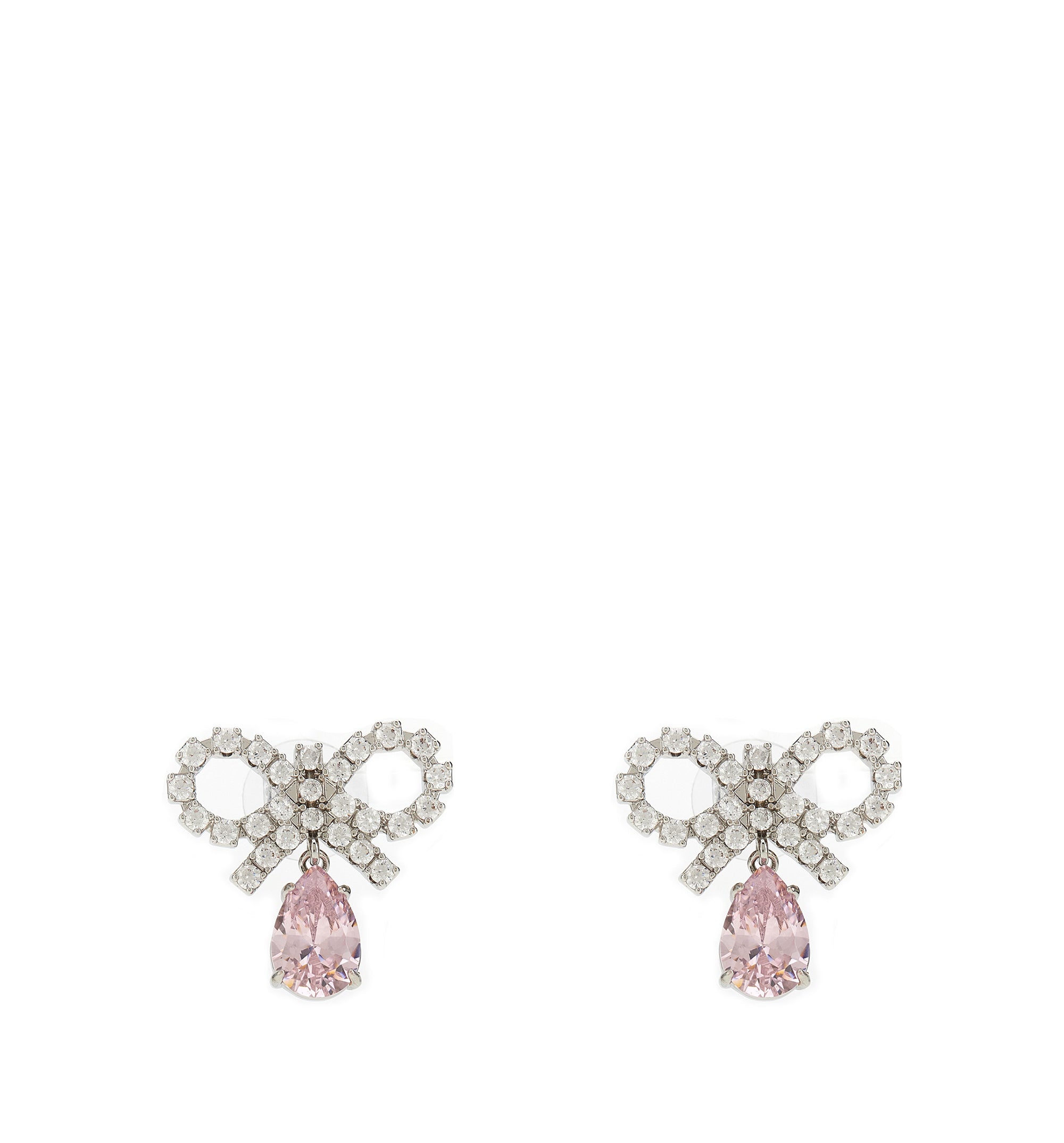Micro Bow Pink Droplet Earrings