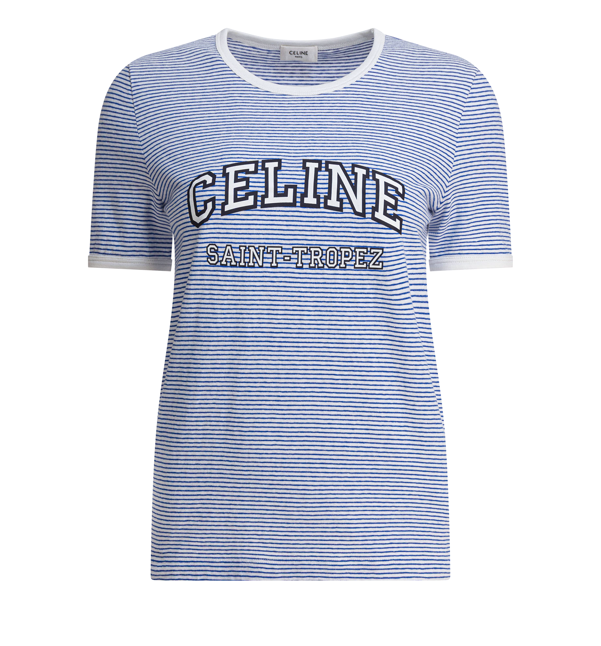 70's Striped Cotton T-shirt - White/Blue
