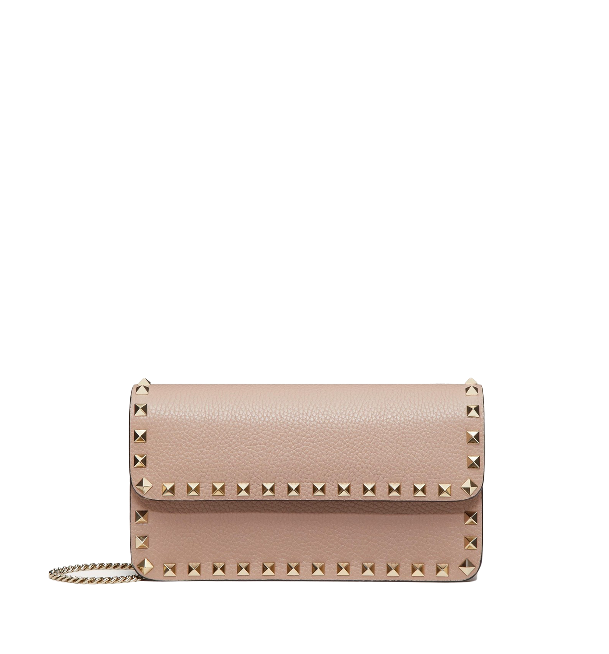 Rockstud Grainy Calfskin Chain Wallet Bag