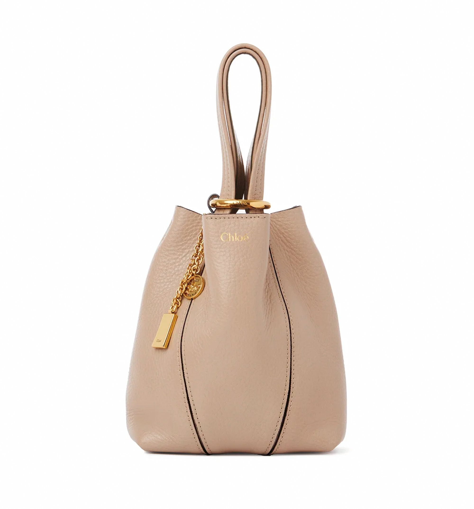 Small Chloé Spin Tote Bag In Grained Leather