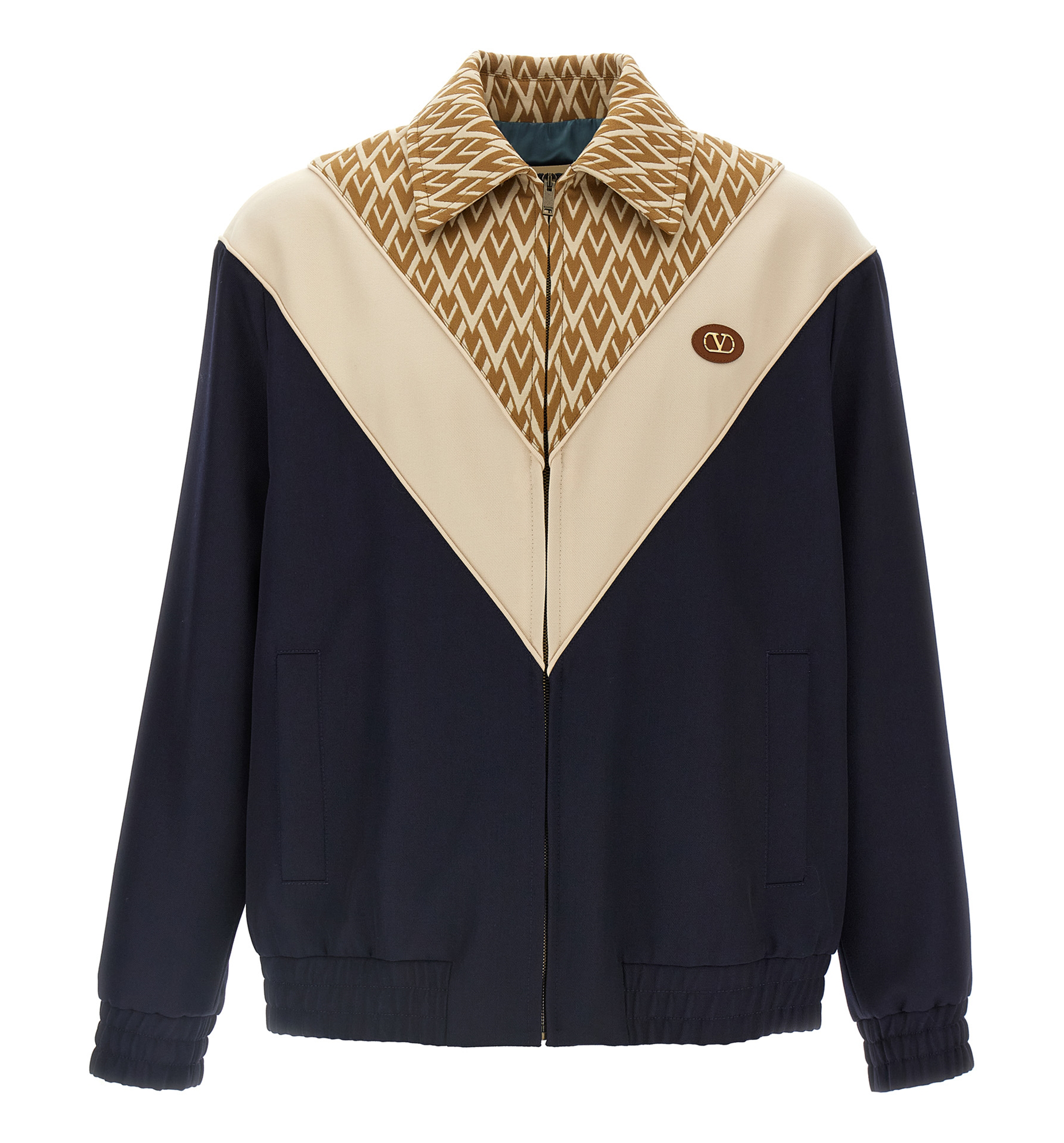 Wool Sweatshirt with Zip and Vlogo Patch