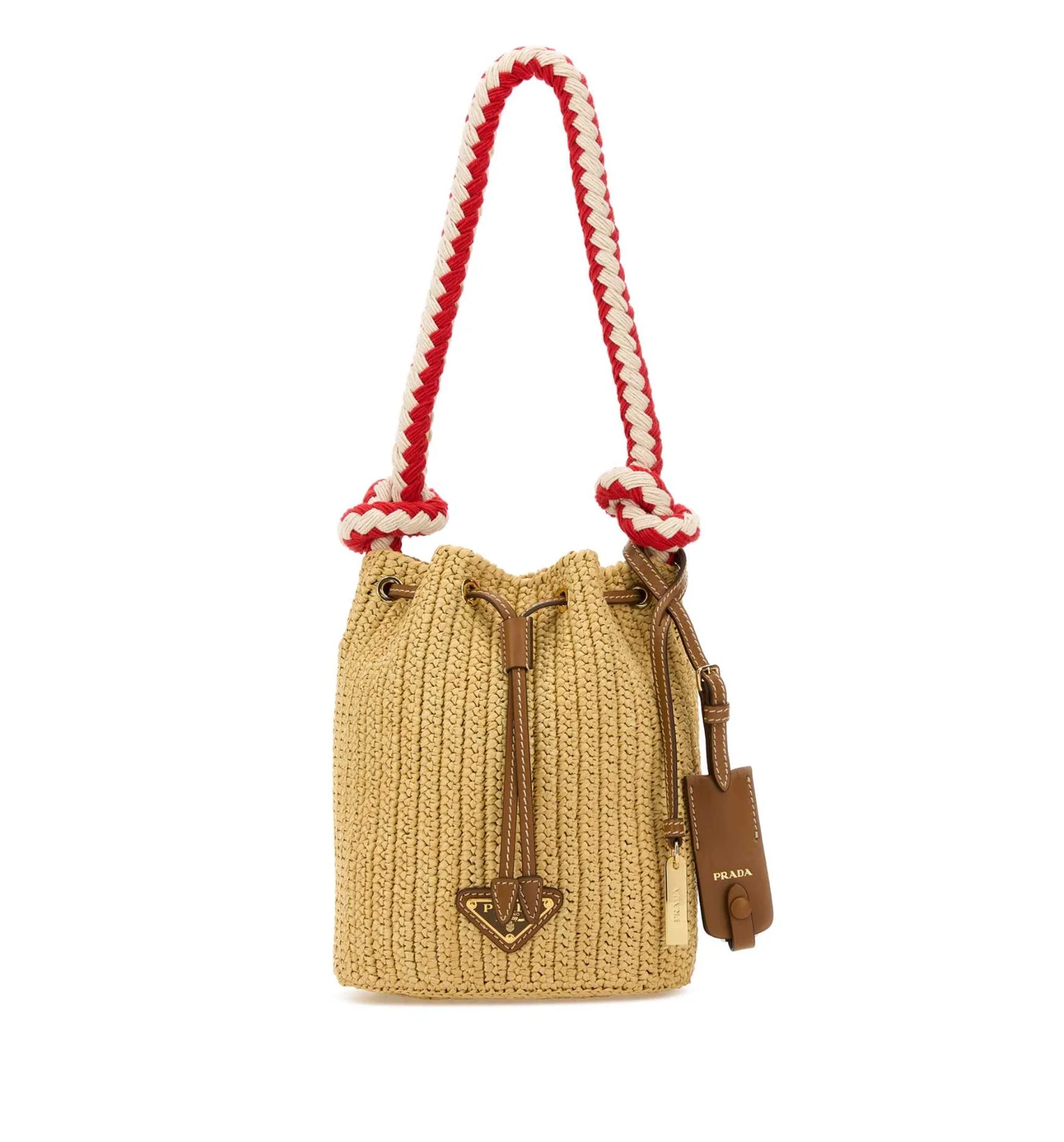 Prada Woven Drawstring Bucket Bag
