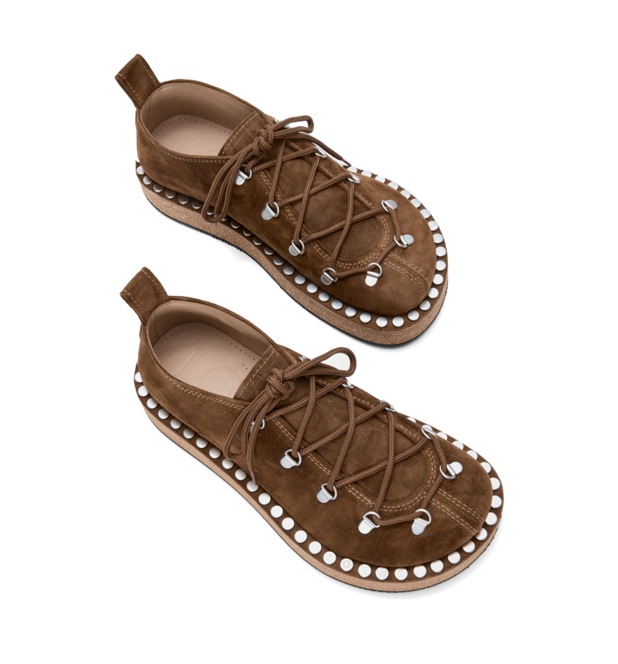 Rivet Lace-up in Suede Calfskin