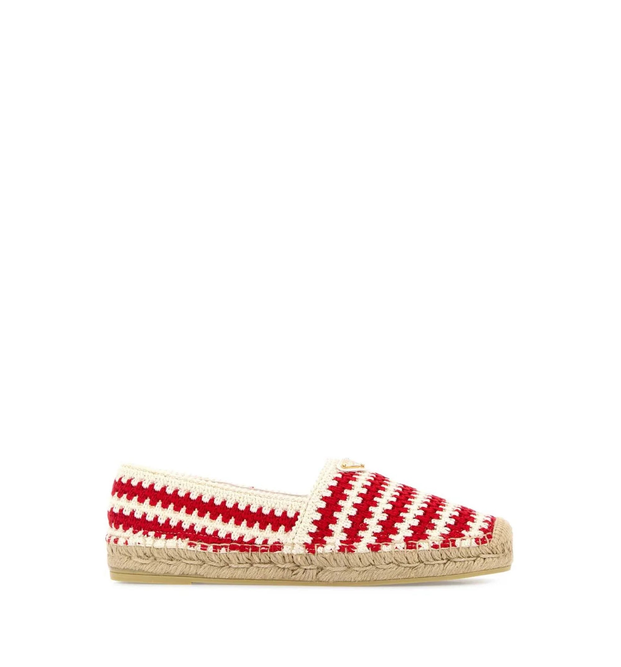 Prada Triangle-Logo Crochet Espadrilles